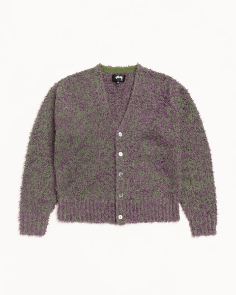 Textured Cardigan Mens Long Sleeve In Purple/green