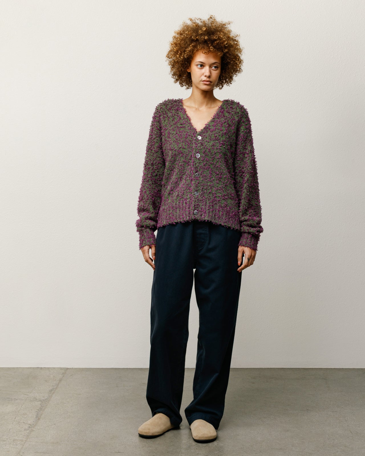 Textured Cardigan – Purple/Green | Knits | Stüssy Japan