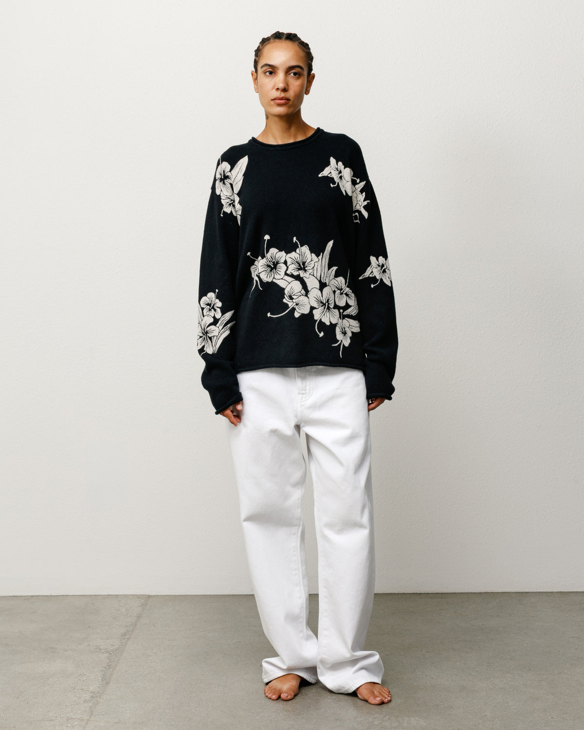 Floral Roll Neck Sweater – Black | Tops & Knits | Stüssy Japan