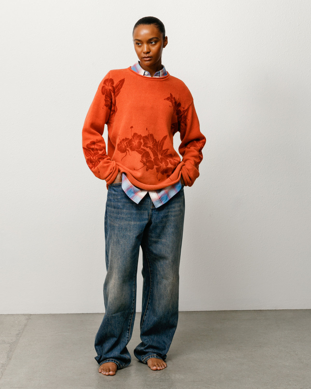 Floral Roll Neck Sweater – Rust | Tops & Knits | Stüssy Japan