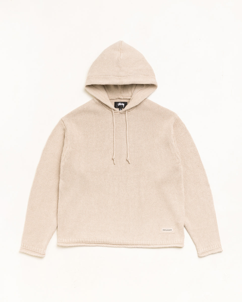 Beach Hooded Sweater Unisex Long Sleeve In Oatmeal
