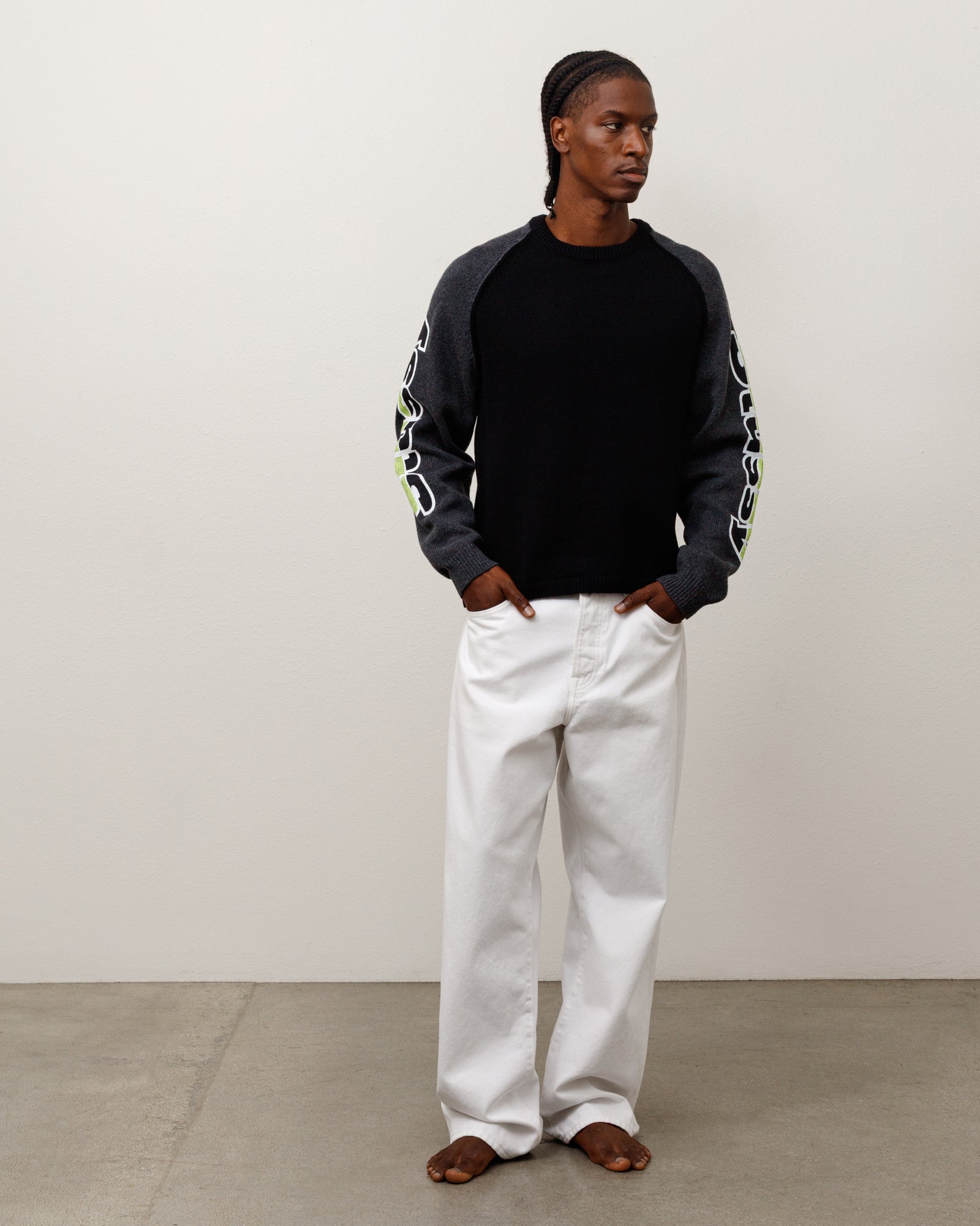 Two Tone Raglan Sweater - Black | Tops & Knits | Stüssy Japan