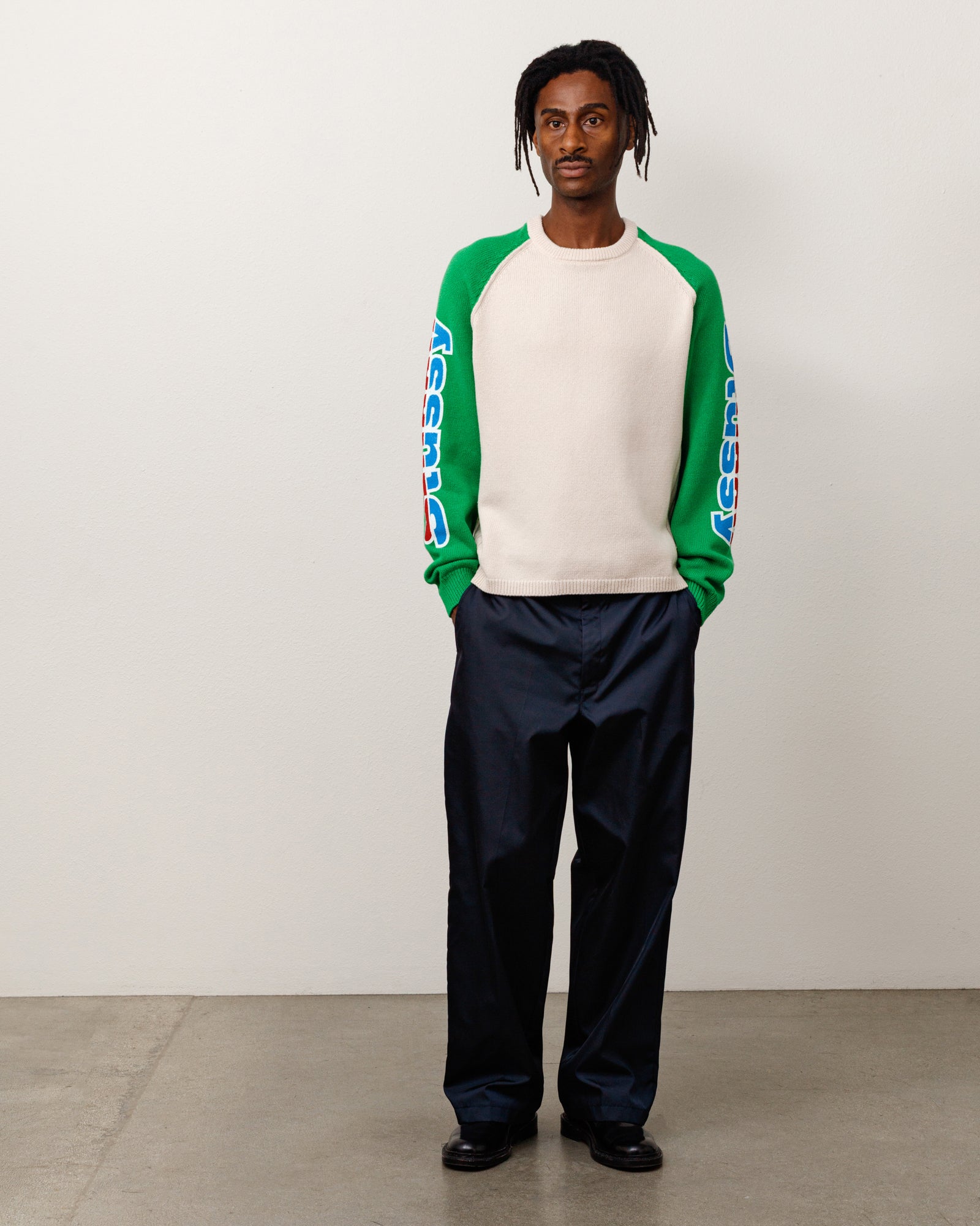 Two Tone Raglan Sweater - Natural | Tops & Knits | Stüssy Japan