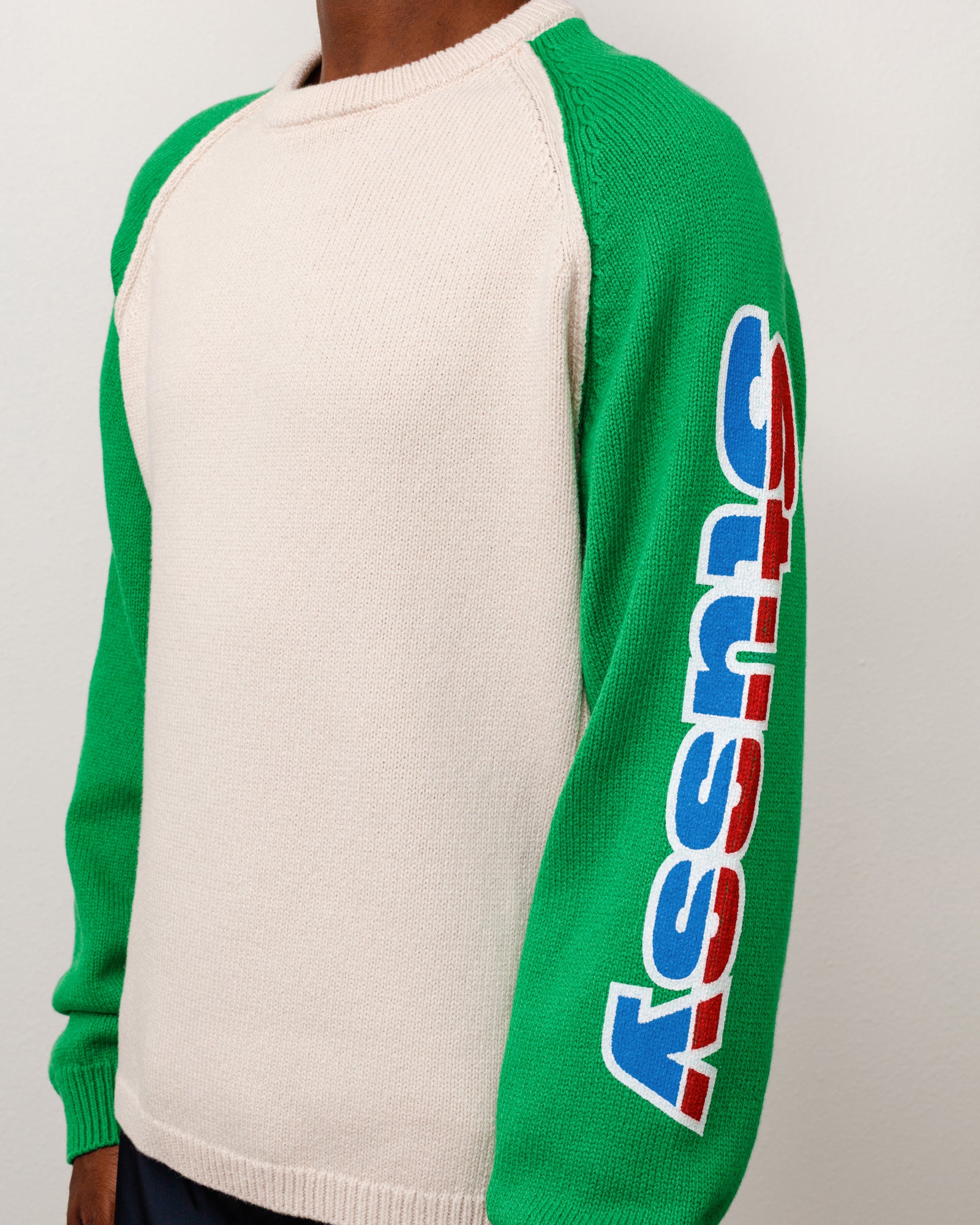 Two Tone Raglan Sweater - Natural | Tops & Knits | Stüssy Japan