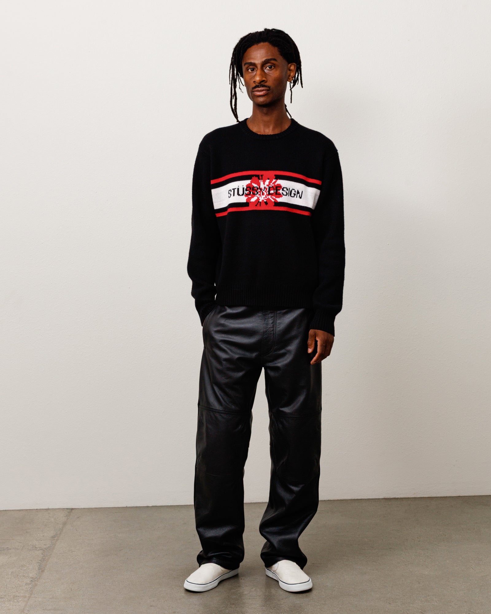 Striped Hibiscus Sweater - Black | Tops & Knits | Stüssy Japan