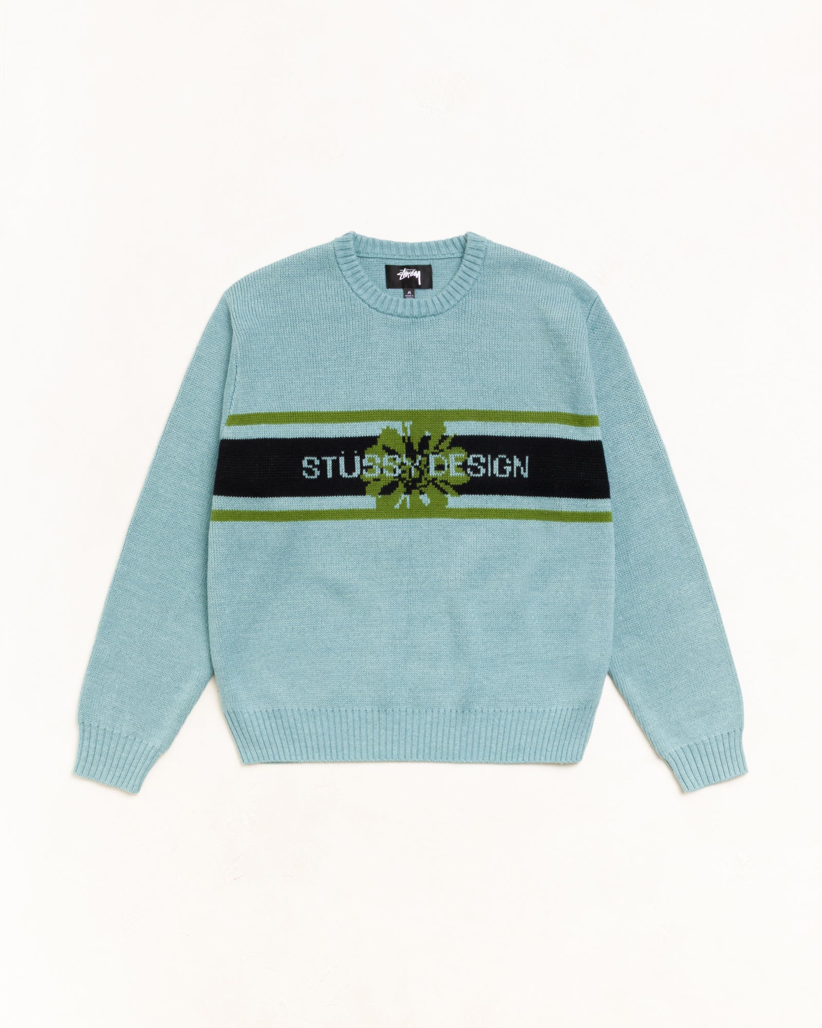 Striped Hibiscus Sweater - Dusty Blue | Tops & Knits | Stüssy Japan