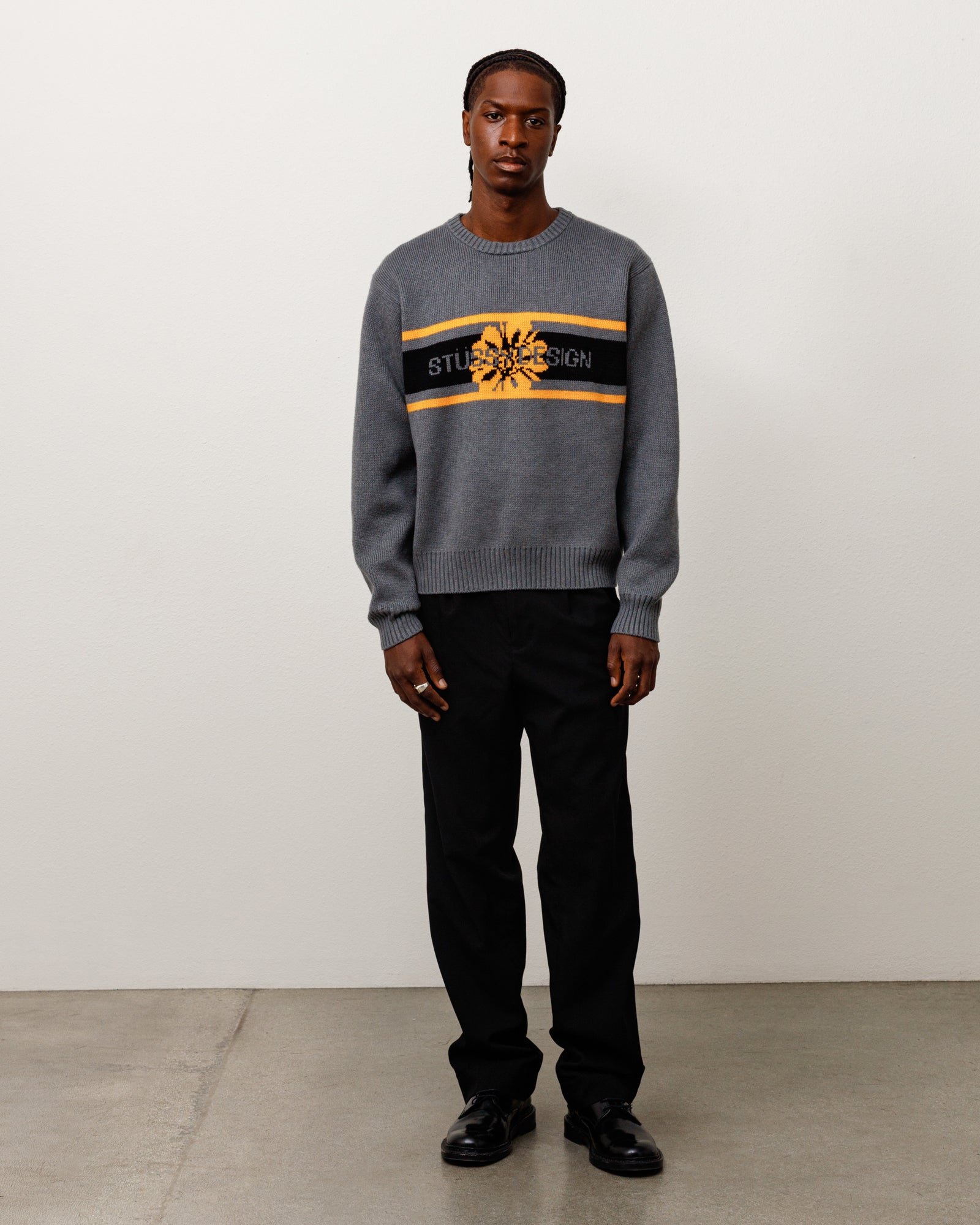 Striped Hibiscus Sweater - Grey | Tops & Knits | Stüssy Japan