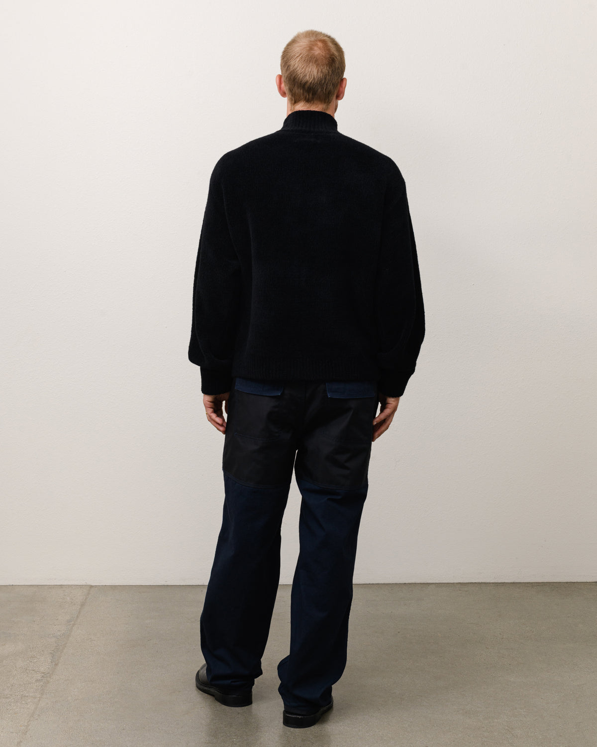 Wool Cashmere Zip Sweater Unisex Long Sleeve In Black