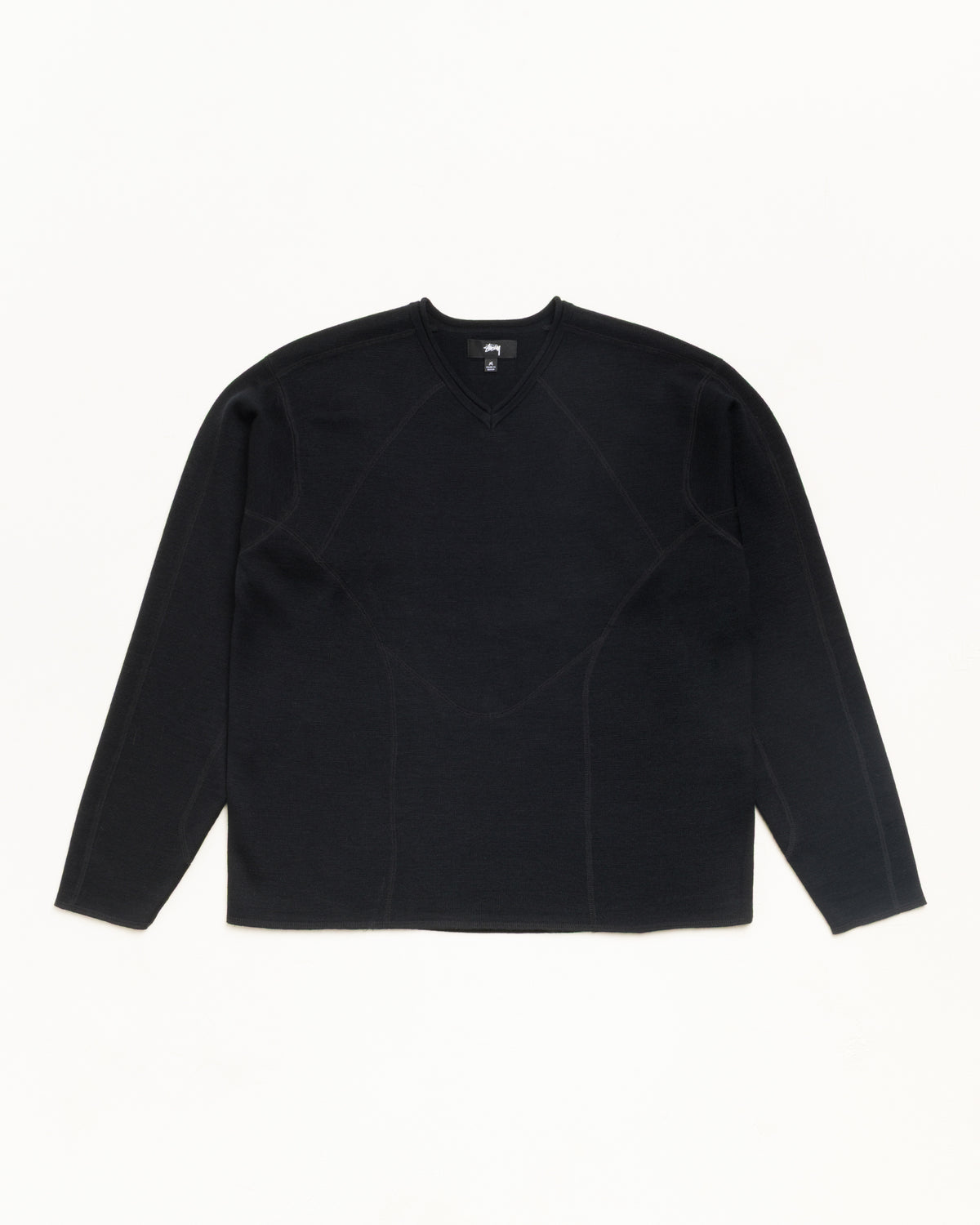 Wave Knit Sweater Unisex Long Sleeve In Black