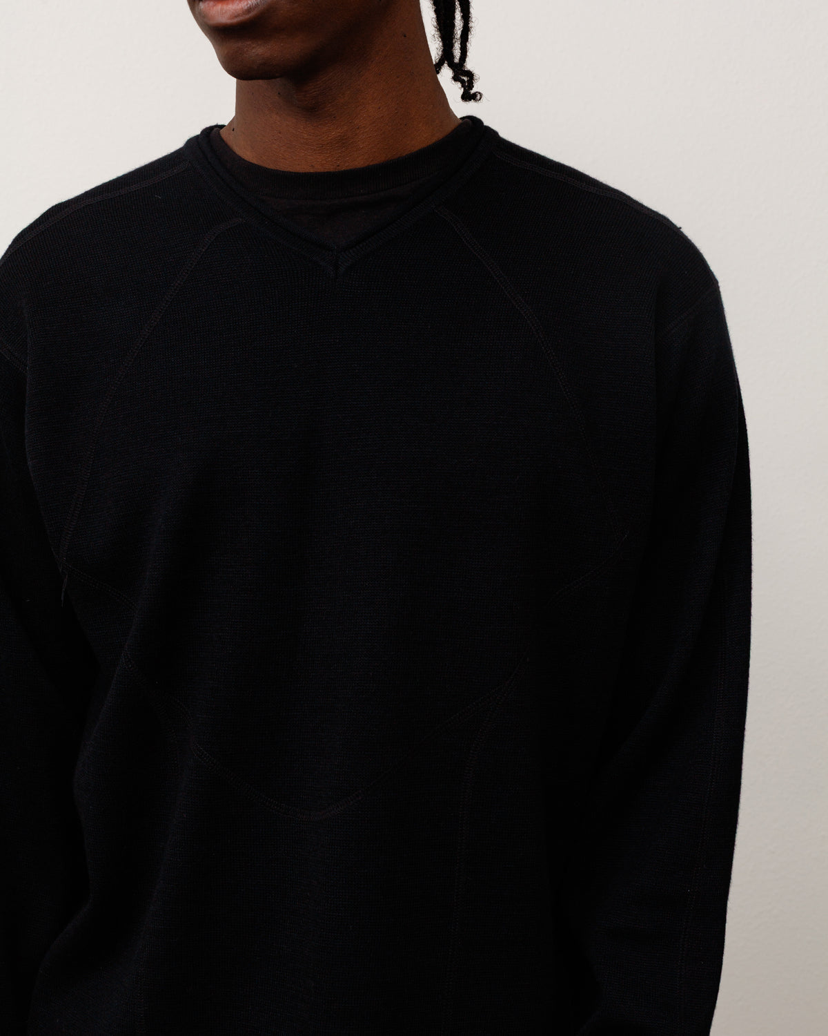 Wave Knit Sweater Unisex Long Sleeve In Black