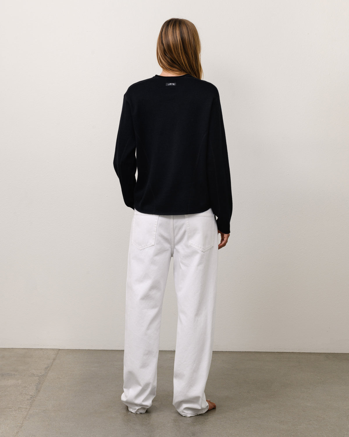 Wave Knit Sweater Unisex Long Sleeve In Black
