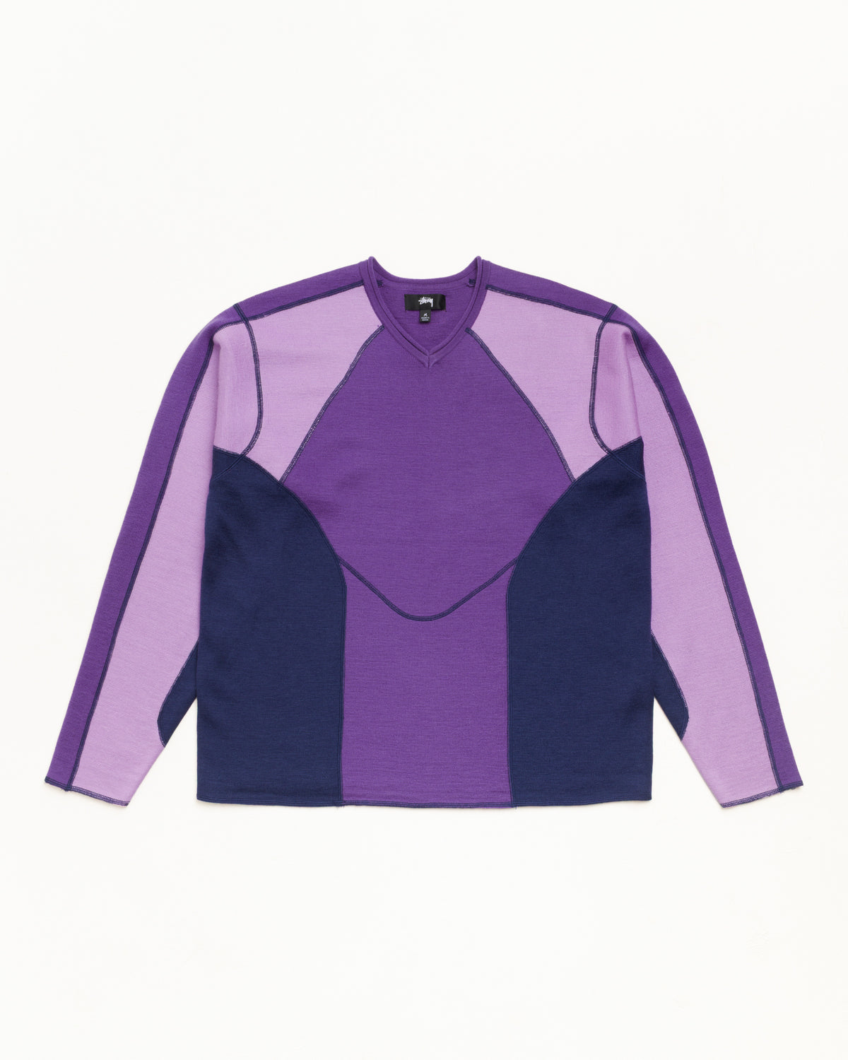 Wave Knit Sweater Unisex Long Sleeve In Lavender