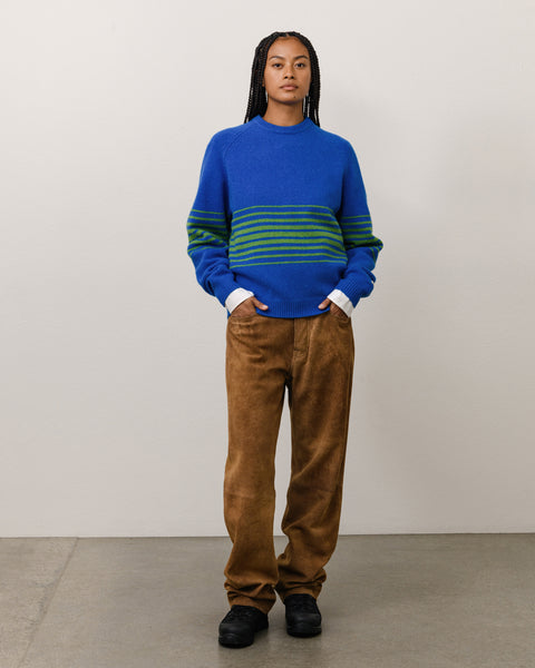 Shadow Stripe Raglan Sweater Unisex Long Sleeve In Blue