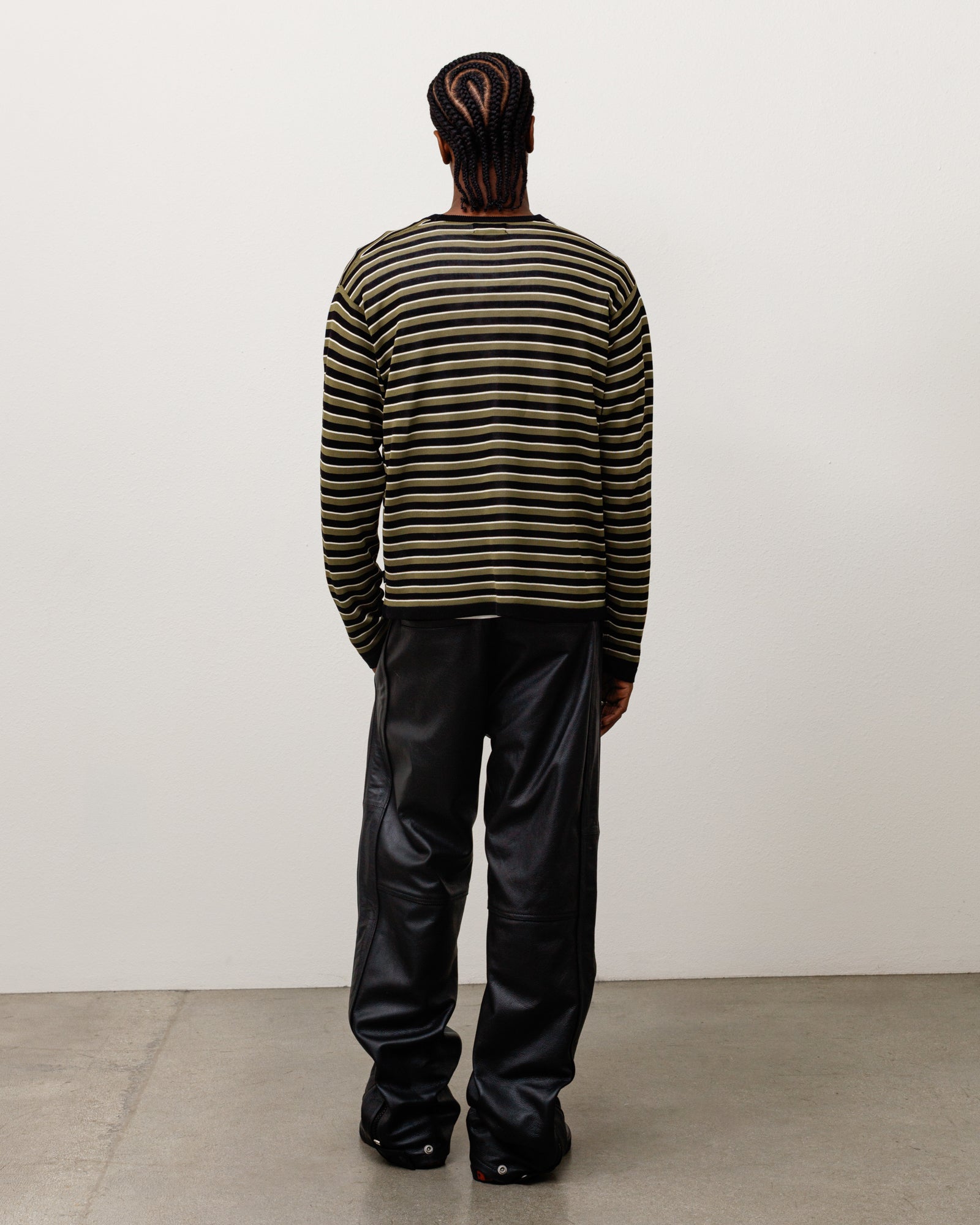 Lightweight Stripe Sweater Unisex Long Sleeve In Black