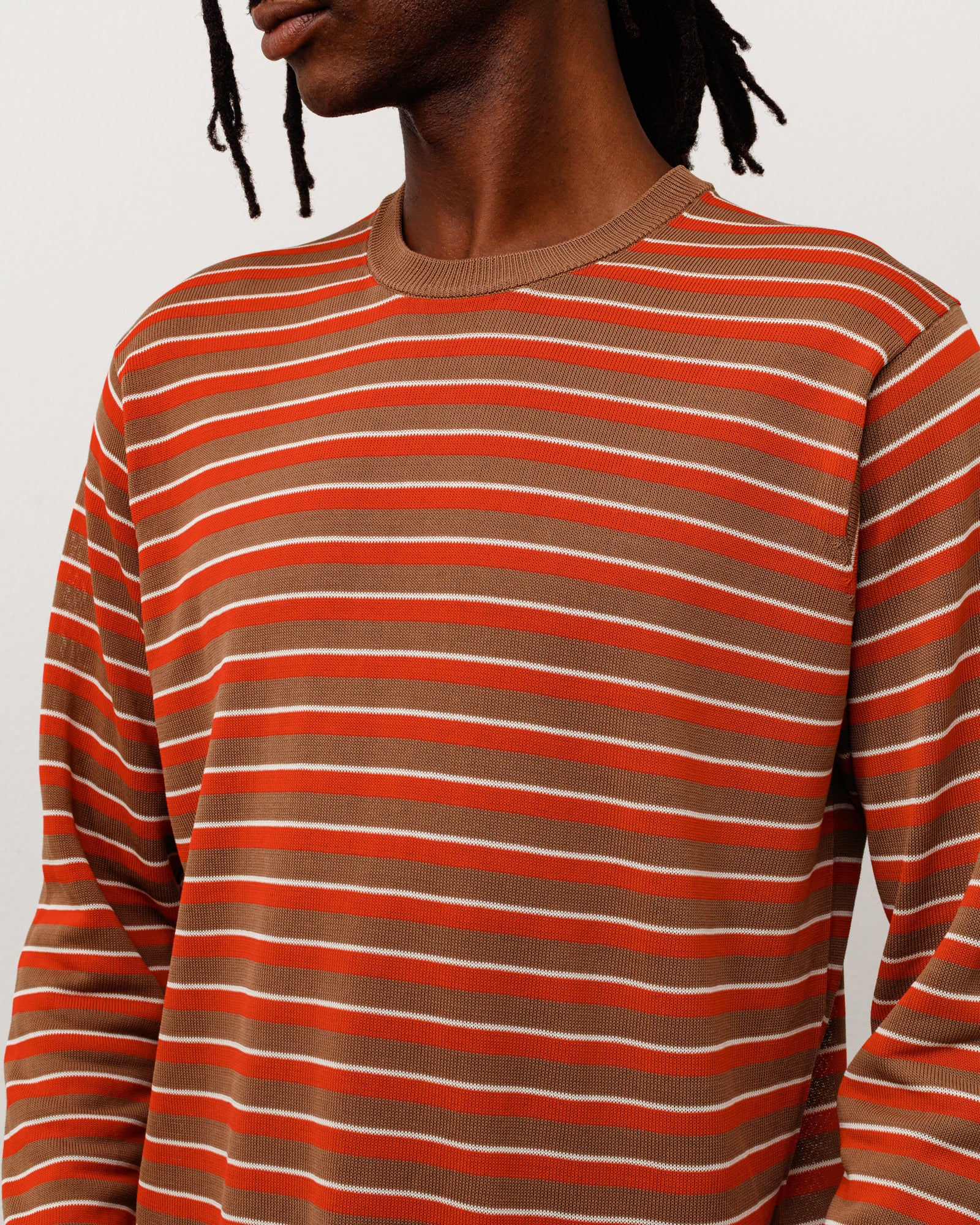 Lightweight Stripe Sweater Unisex Long Sleeve In Red