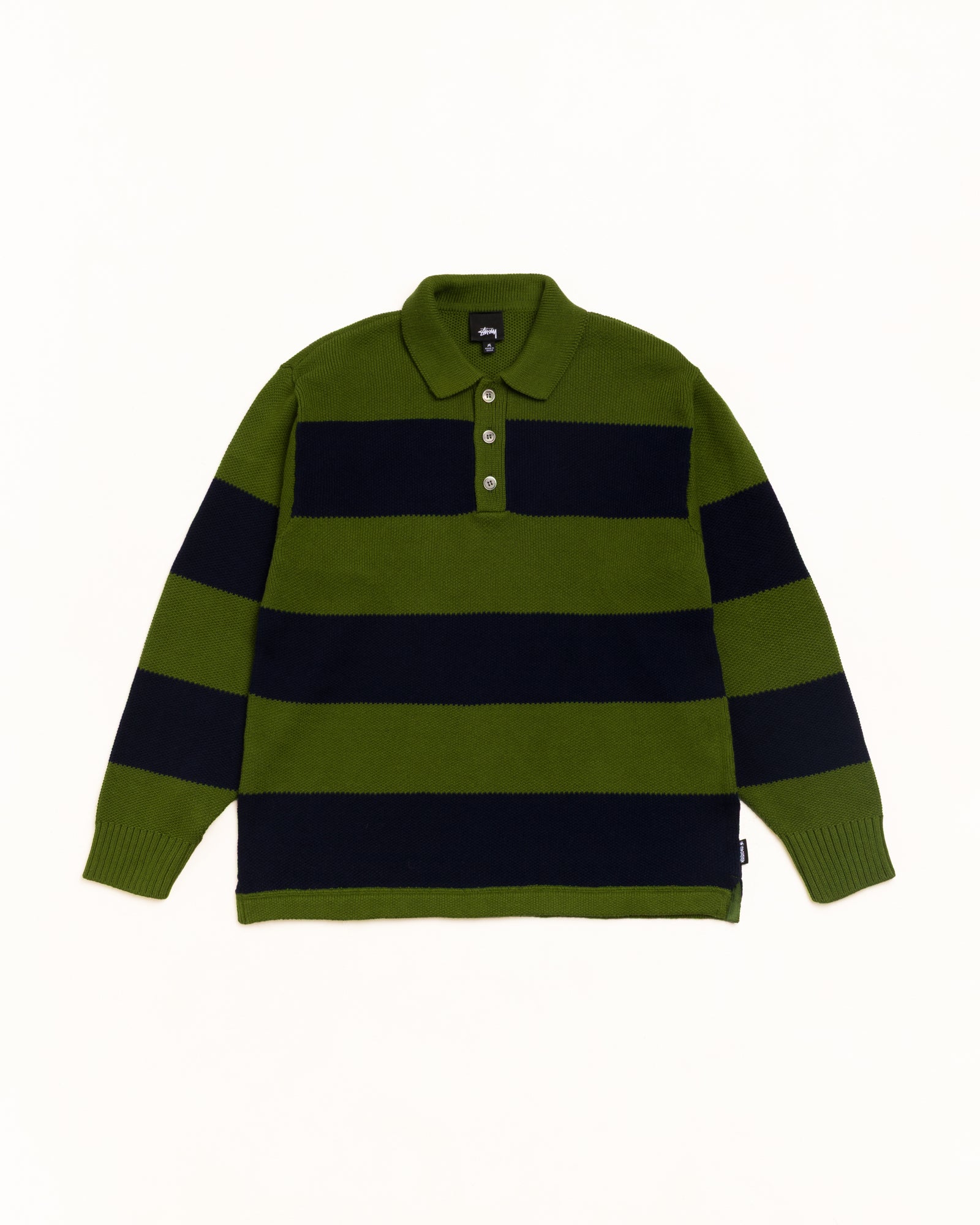 Pique Knit Stripe Rugby - Olive | Tops & Knits | Stüssy Japan Pique Knit Stripe Rugby - Olive | Tops & Knits | Stüssy Japan