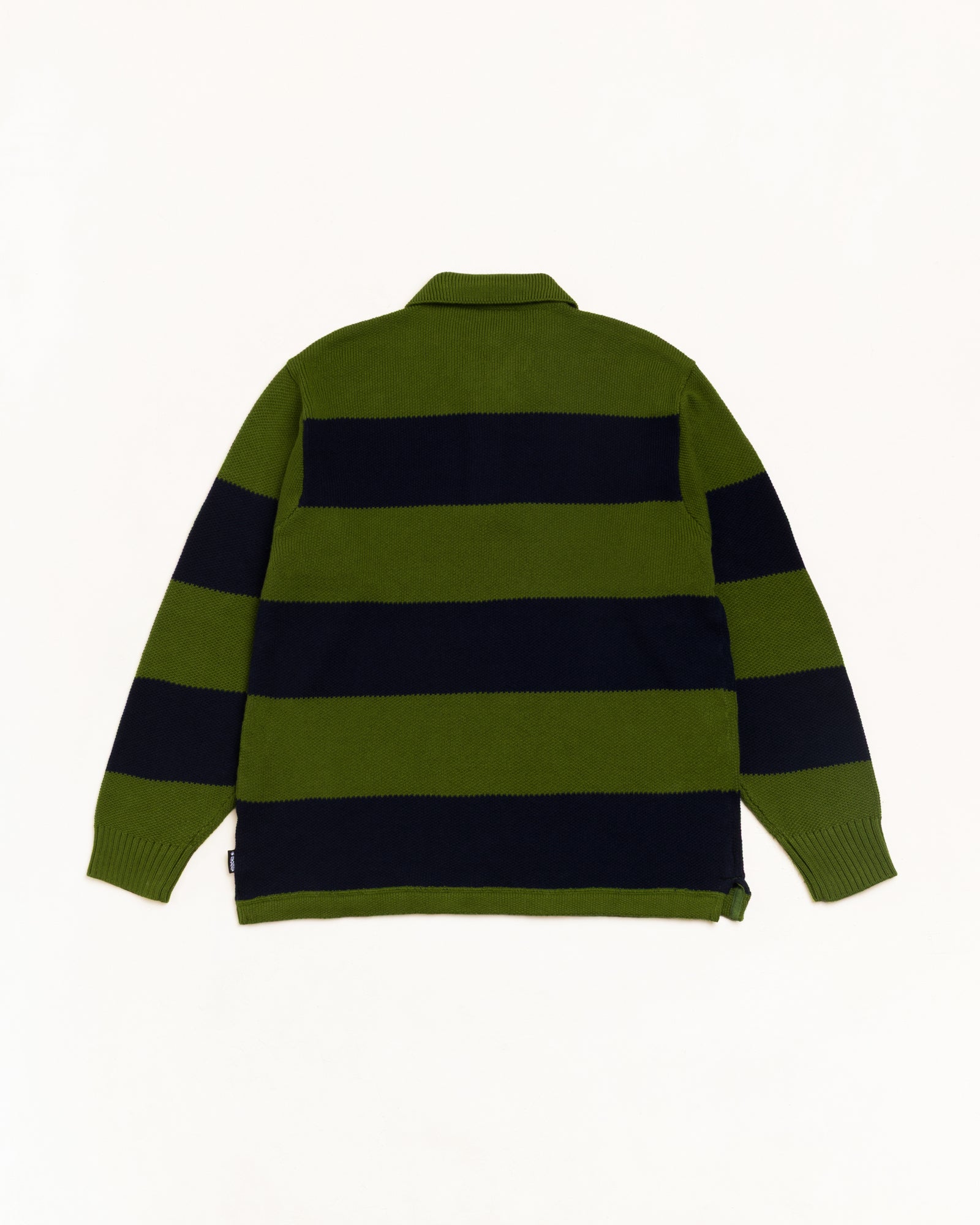 Pique Knit Stripe Rugby - Olive | Tops & Knits | Stüssy Japan