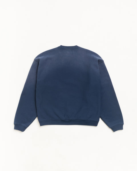 Sun Faded Oversized Crew メンズ用長袖スウェットシャツ ネイビーカラー