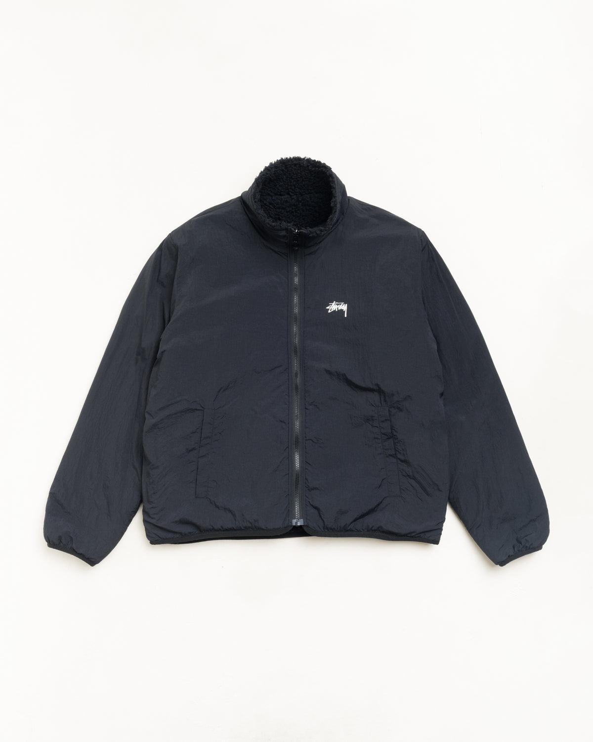 Sherpa Reversible Jacket Unisex Long Sleeve In Black