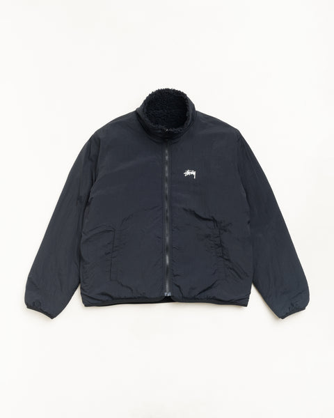 Sherpa Reversible Jacket Unisex Long Sleeve In Black