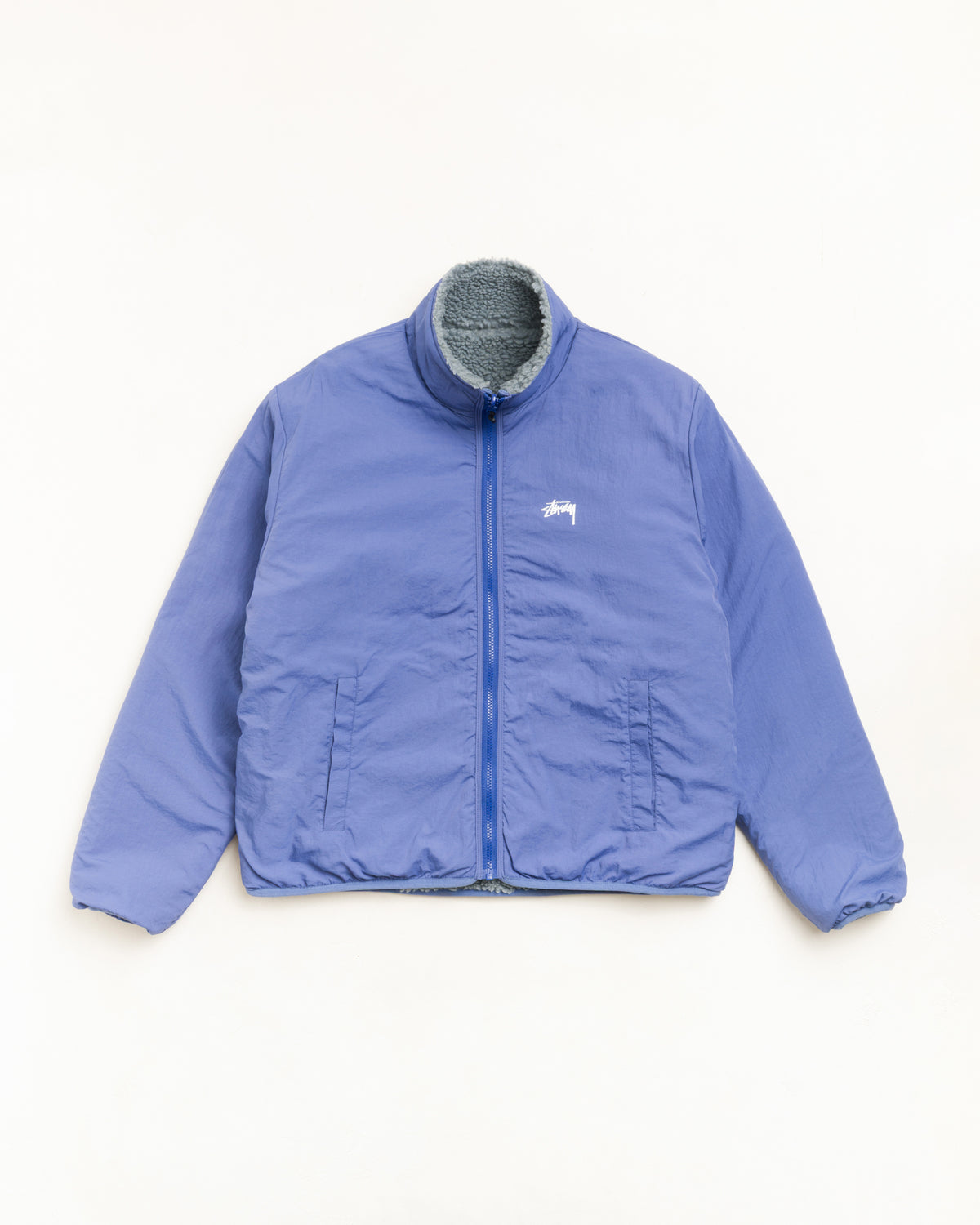 Sherpa Reversible Jacket Unisex Long Sleeve In Bluestone