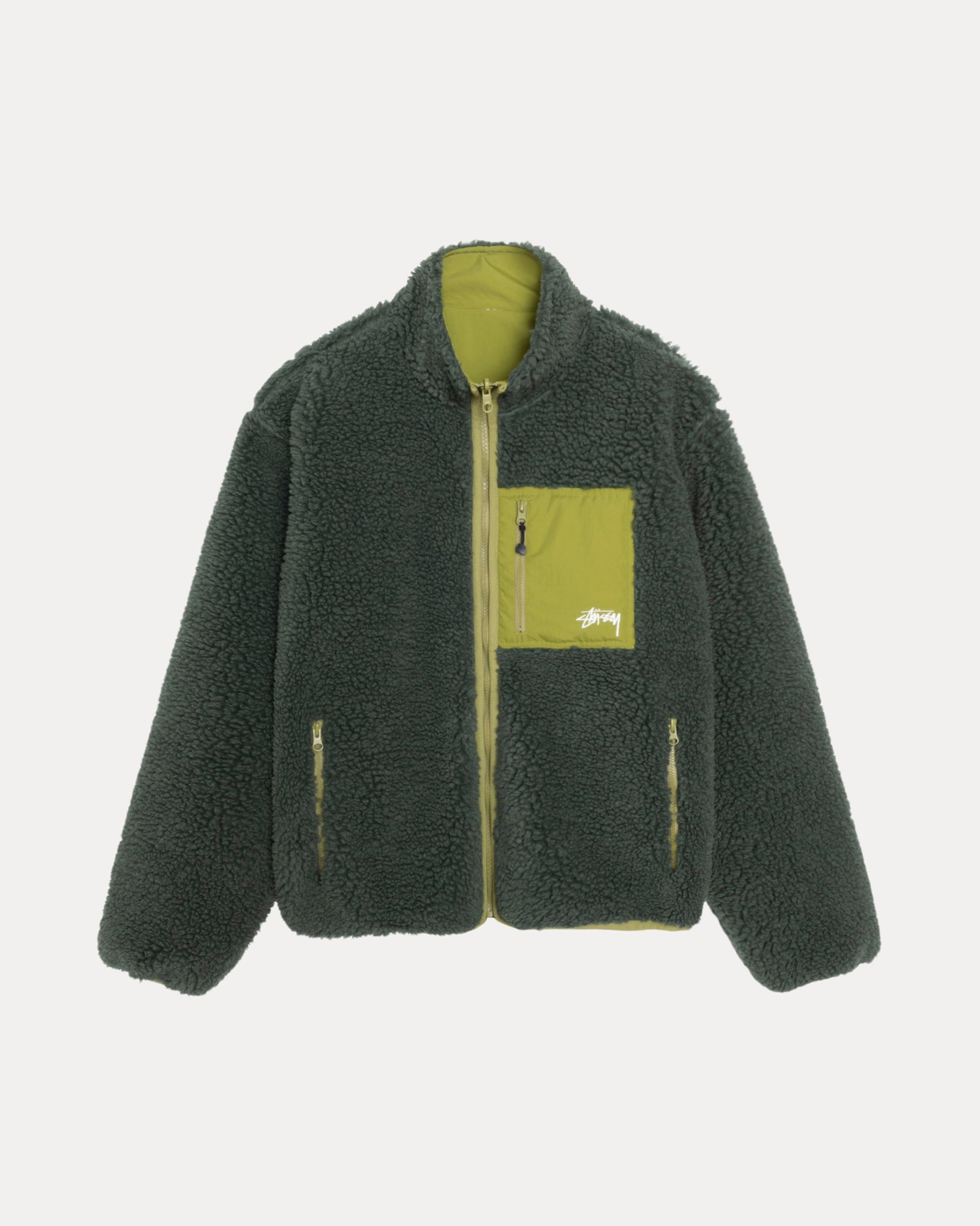 Sherpa Reversible Jacket in dark green – Stüssy Japan 