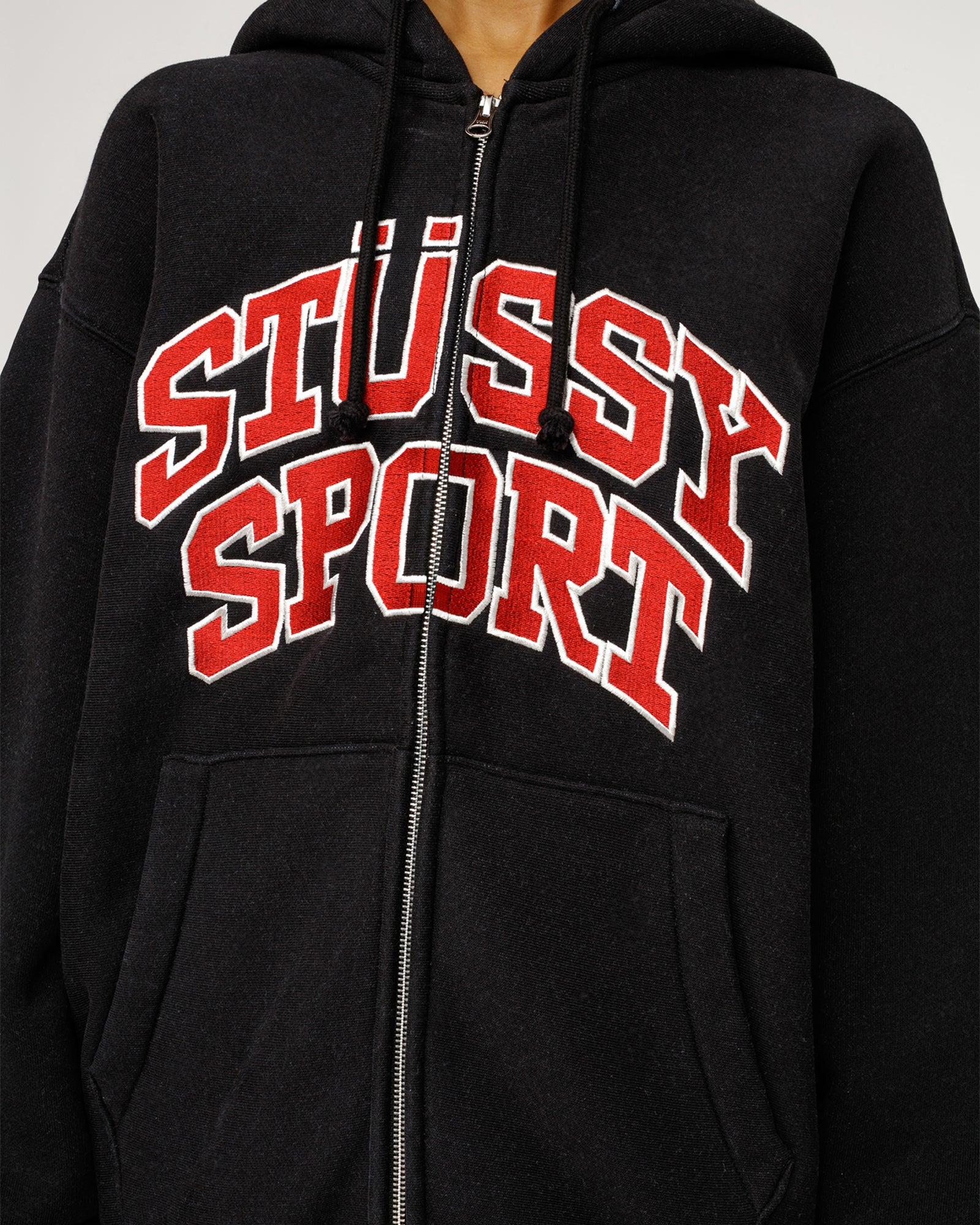 Stüssy Sport Zip Hoodie Washed Black Sweats
