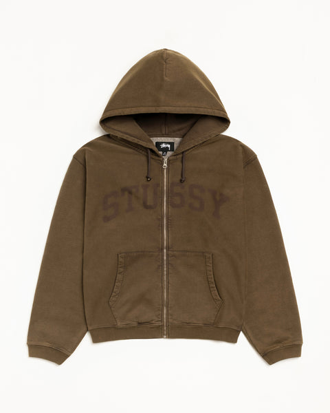 Faded Graphic Zip Hood Unisex Long Sleeve In Olive