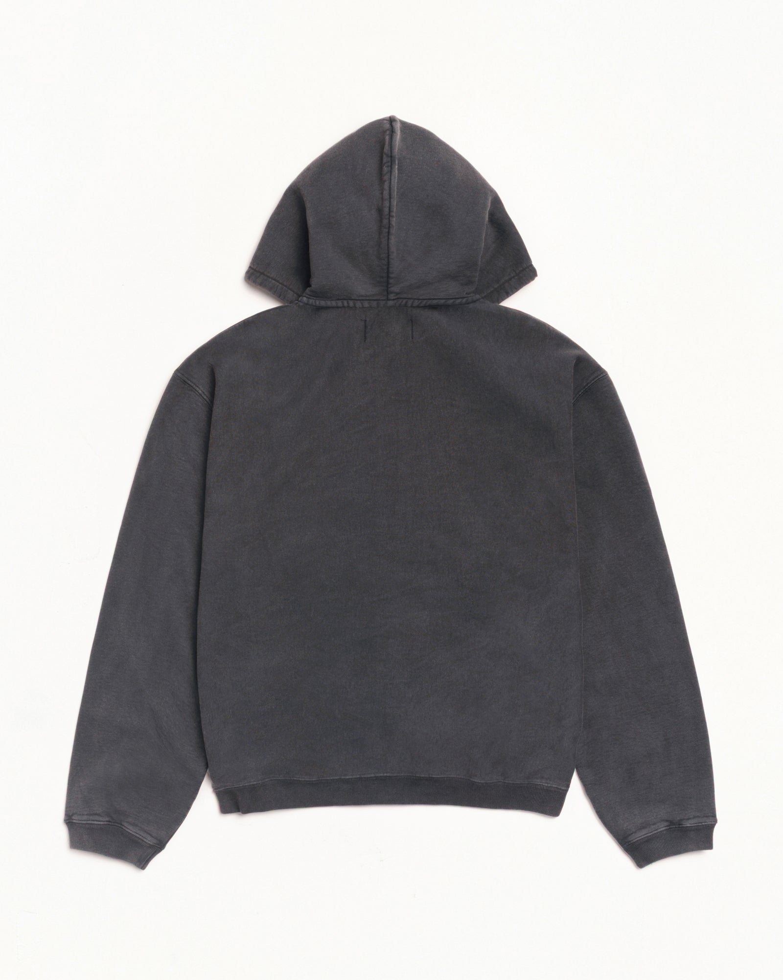 Faded Graphic Zip Hood Unisex Long Sleeve In Washed Black