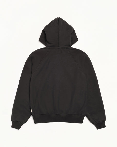 Raglan Zip Hood Mens Long Sleeve In Washed Black