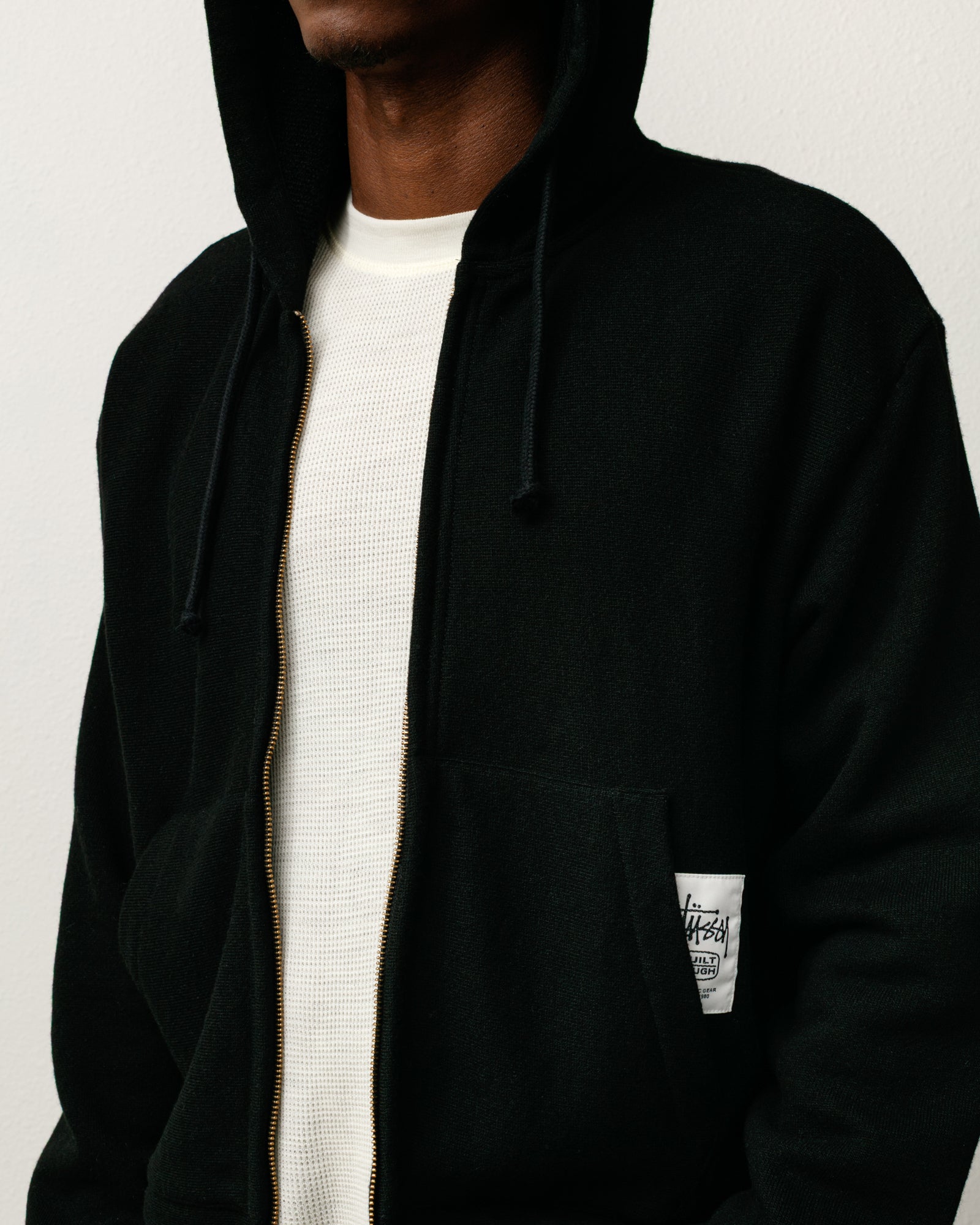 Patch Zip Knit Hoodie – Black | Tops & Knits | Stüssy Japan