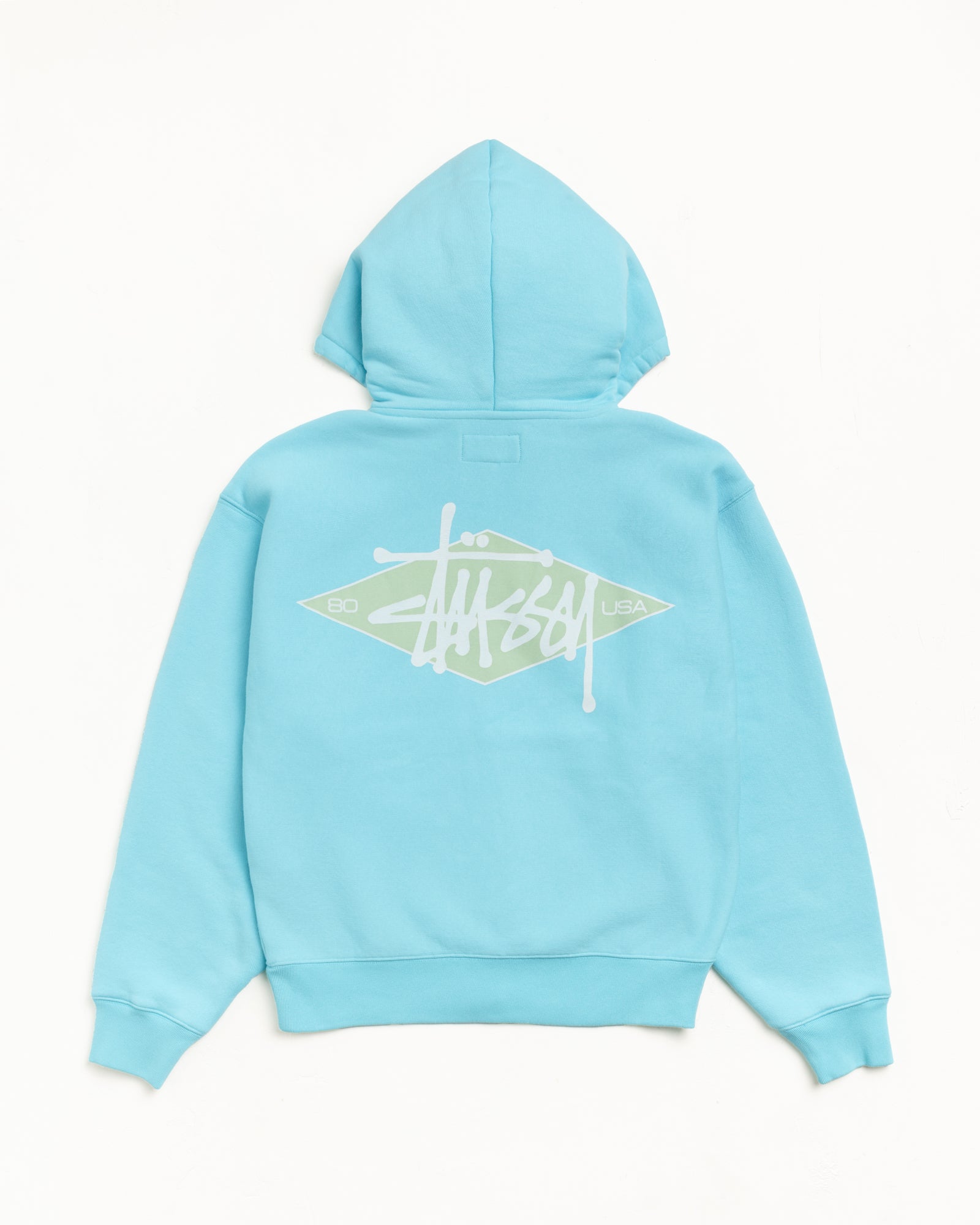 Basic Diamond Zip Hood Mens Long Sleeve In Teal