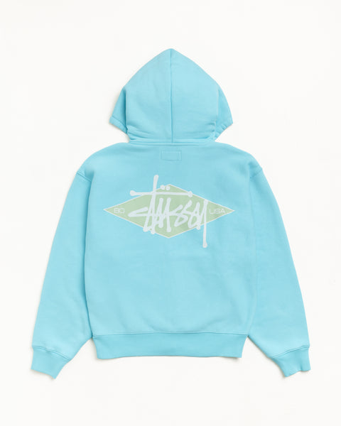 Basic Diamond Zip Hood Mens Long Sleeve In Teal