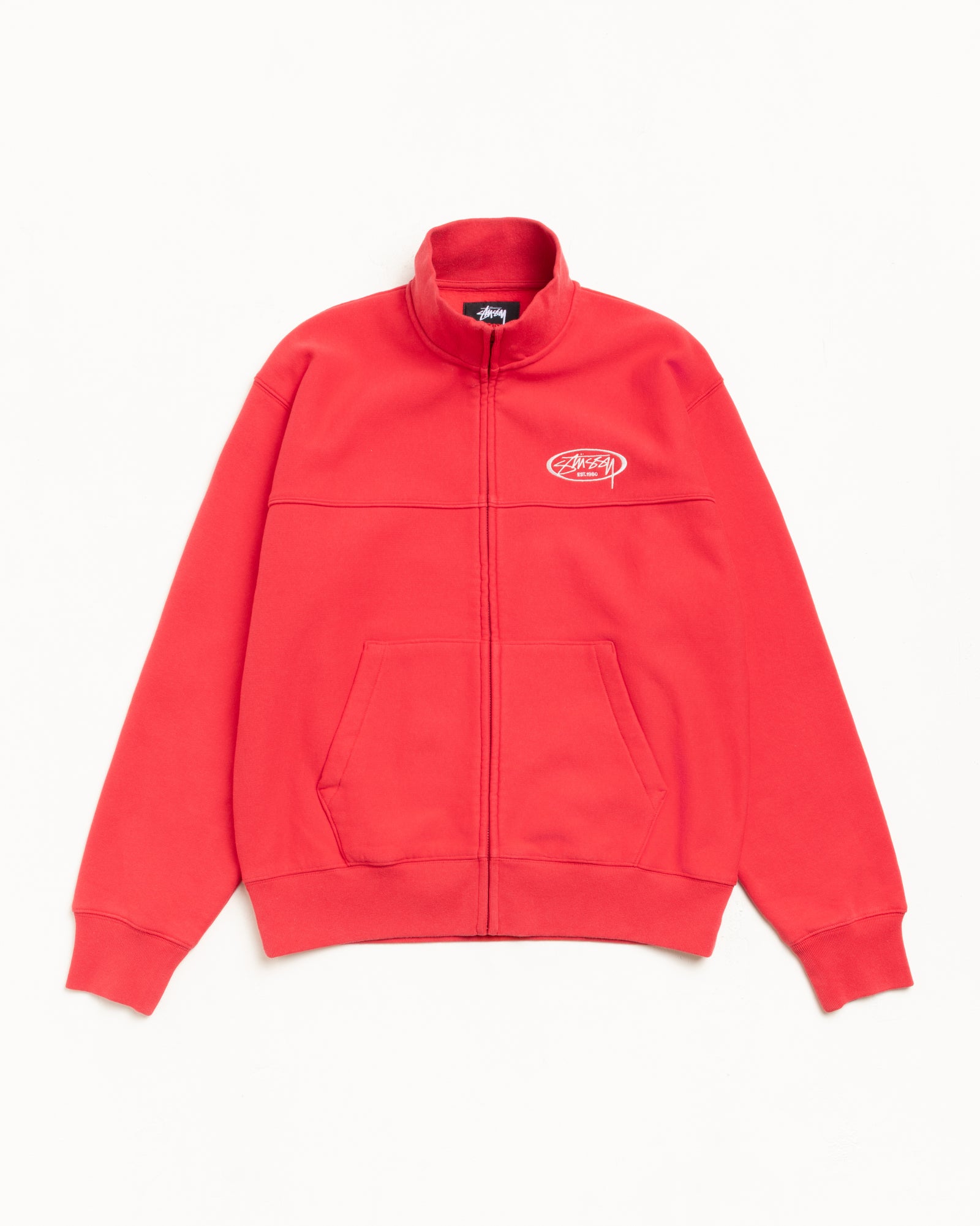 Fleece Track Jacket Mens Long Sleeve In Red