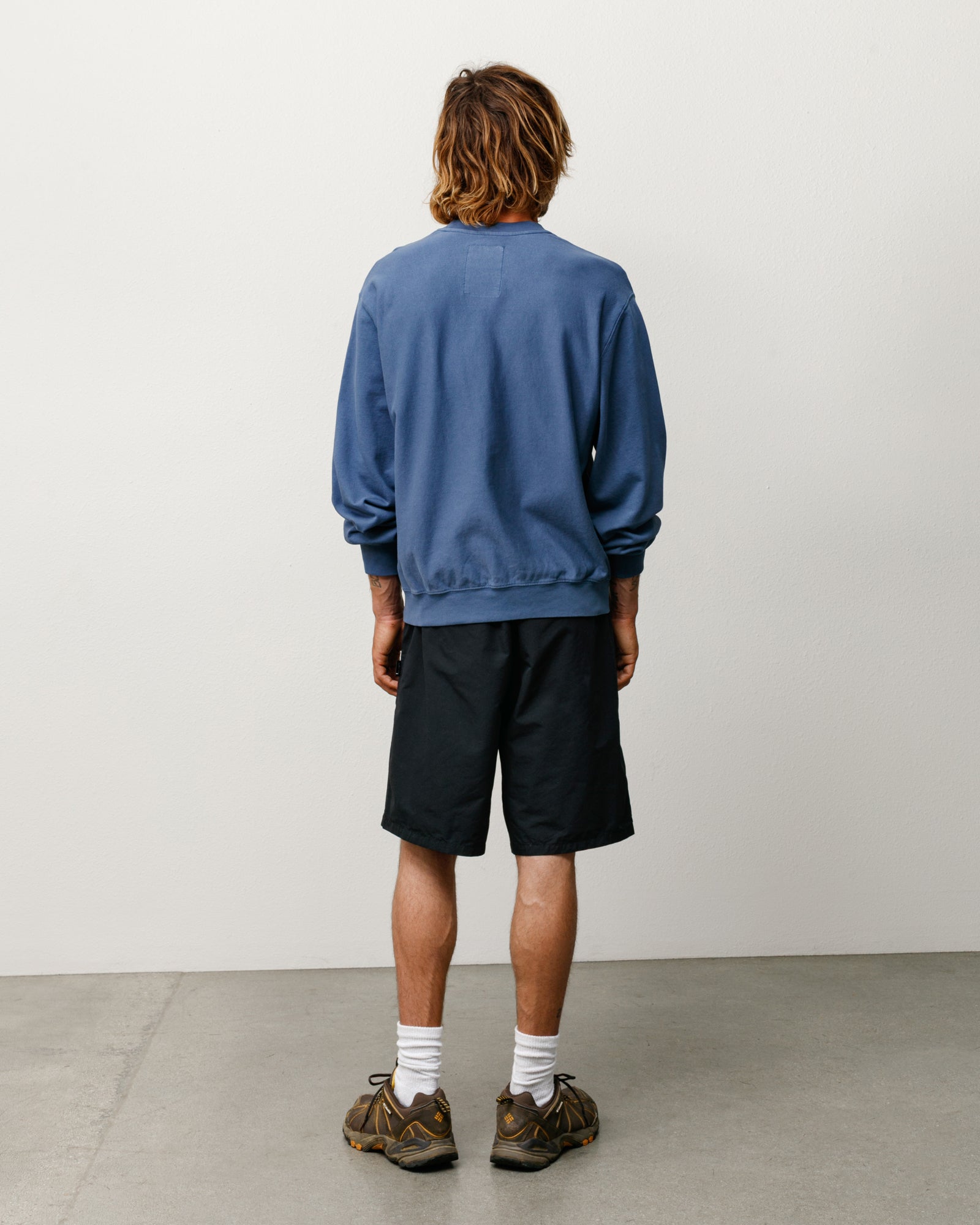 Lightweight Terry Crew Unisex Long Sleeve In Blue