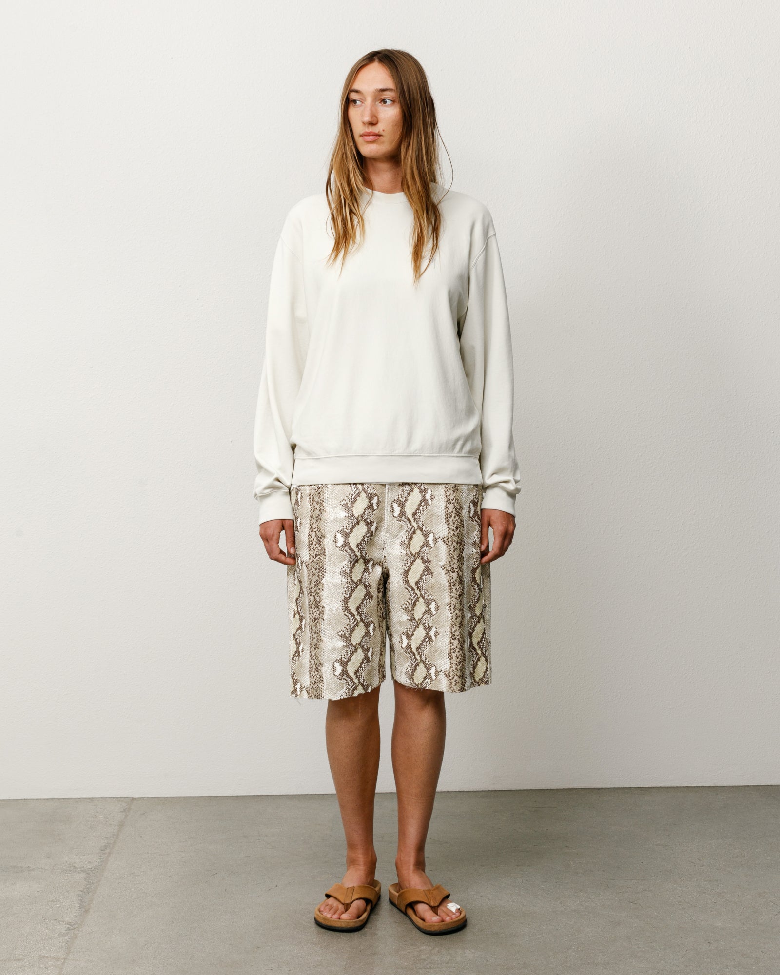 Lightweight Terry Crew Unisex Long Sleeve In Stone