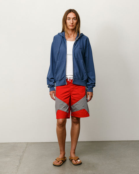 Lightweight Terry Zip Hoodie Unisex Long Sleeve In Blue