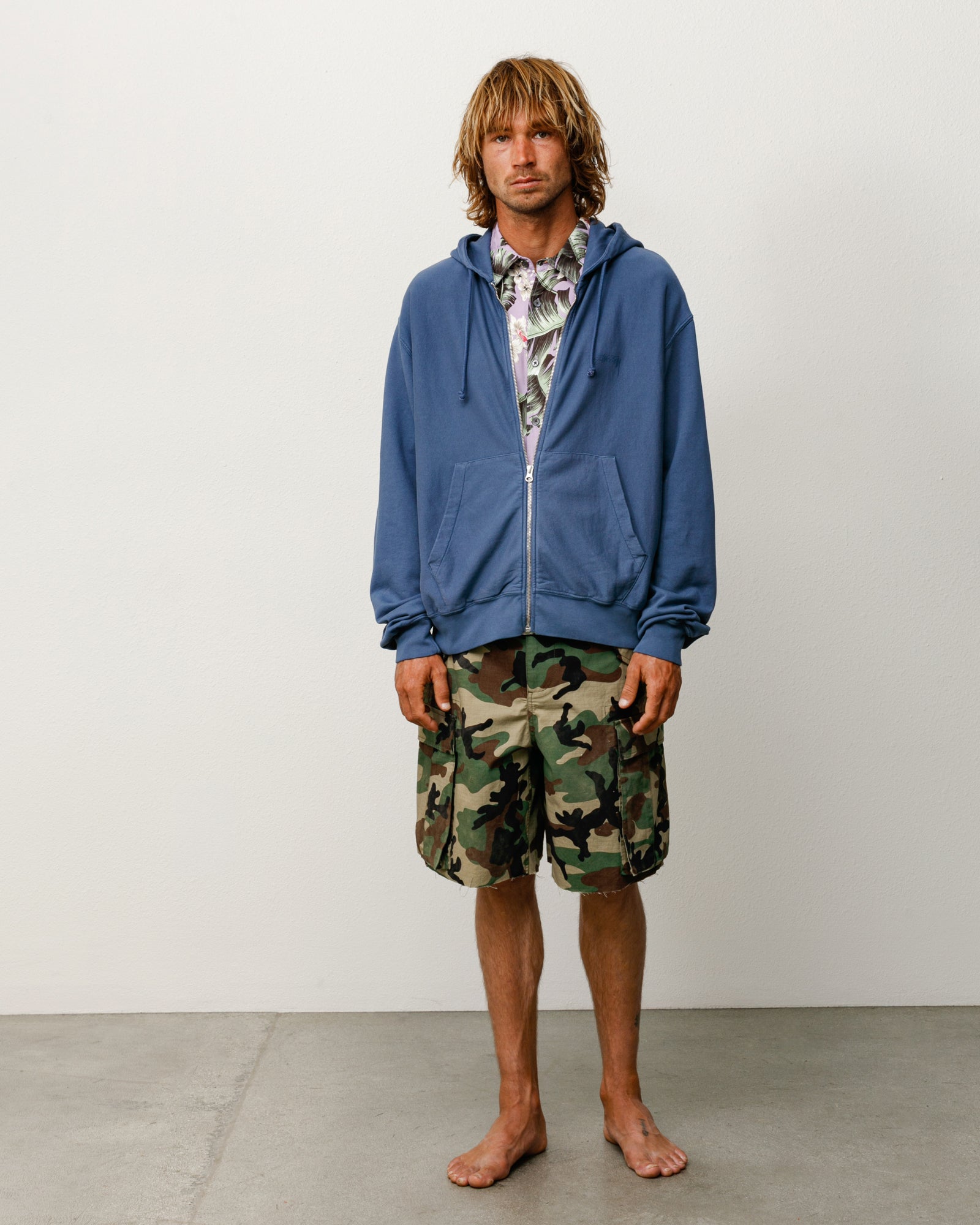 Lightweight Terry Zip Hoodie – Blue | Zip-up Fleece | Stüssy Japan