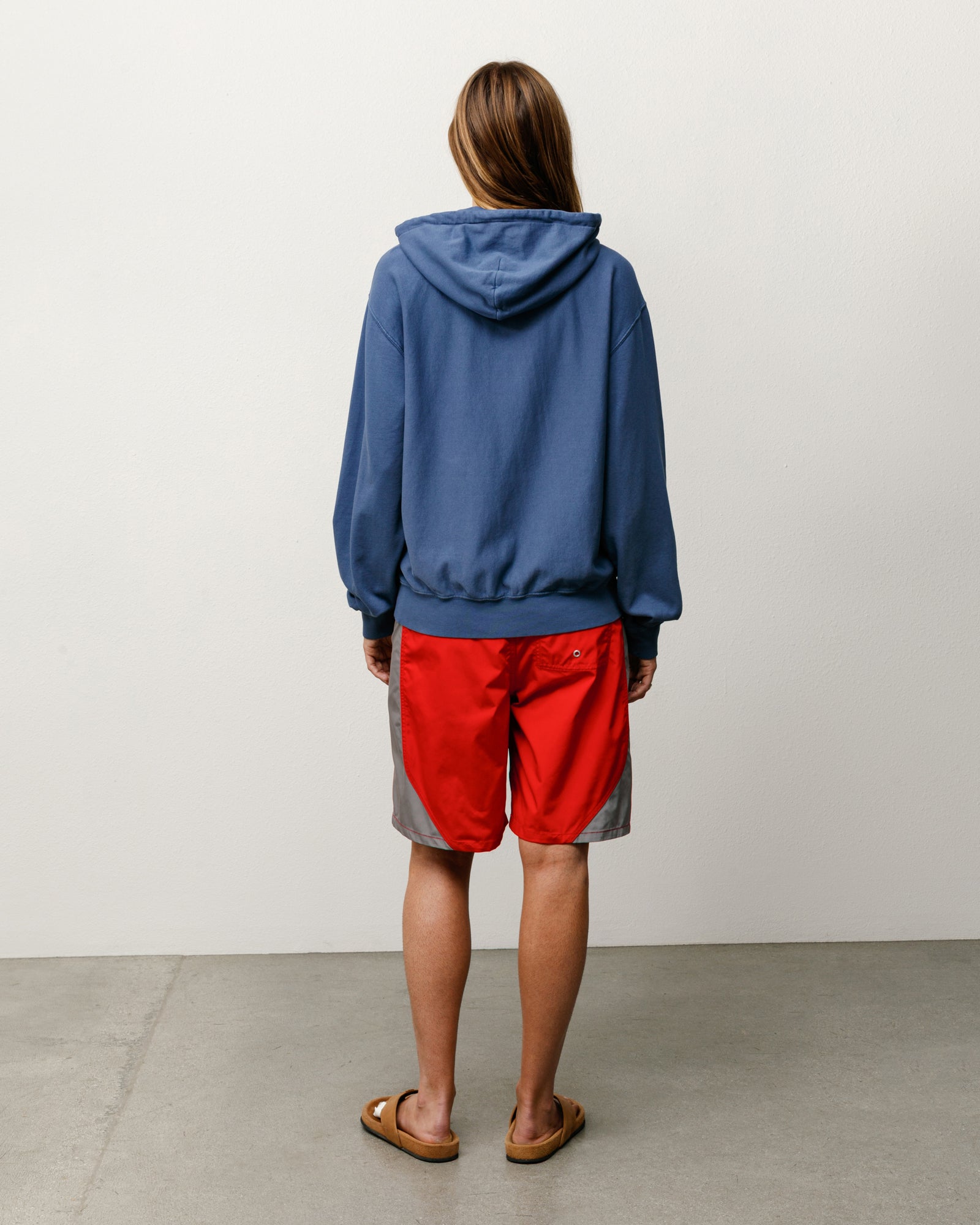 Lightweight Terry Zip Hoodie Unisex Long Sleeve In Blue