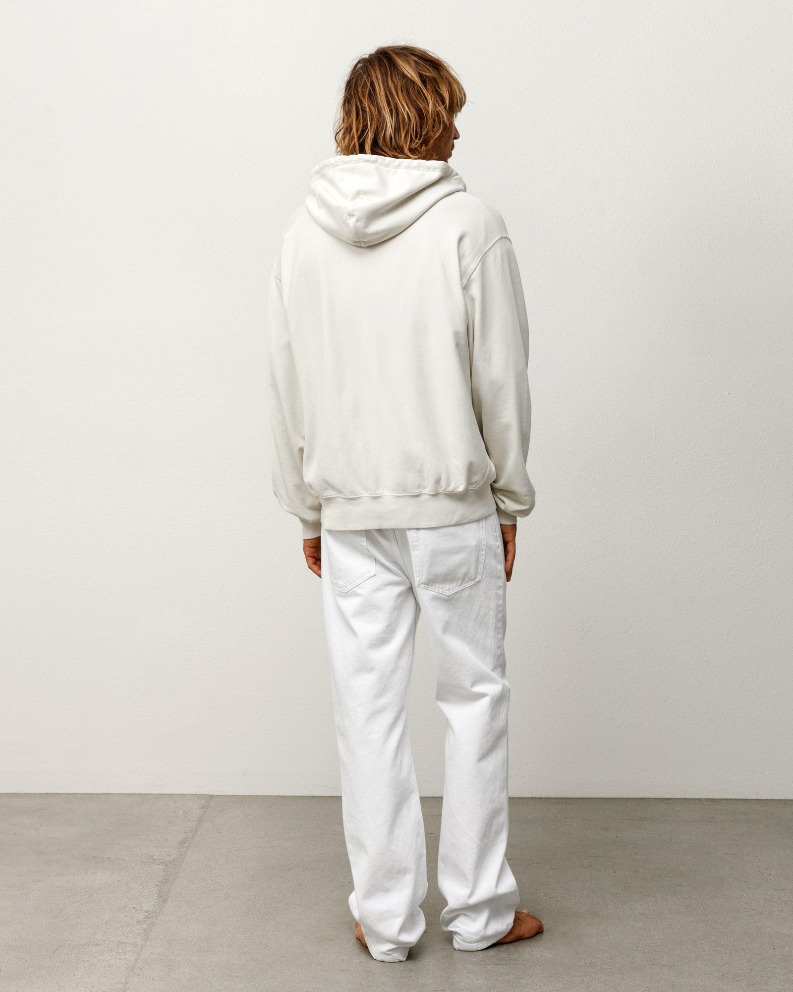 Lightweight Terry Zip Hoodie Unisex Long Sleeve In Stone