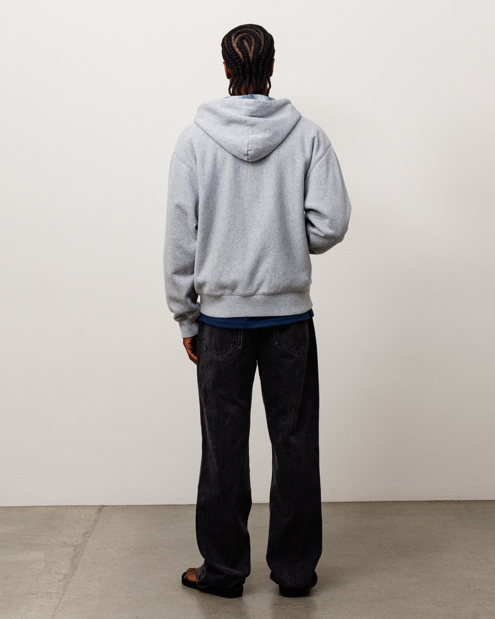 Plaid Lined Zip Hoodie - Grey Heather | Zip-up Fleece | Stüssy Japan