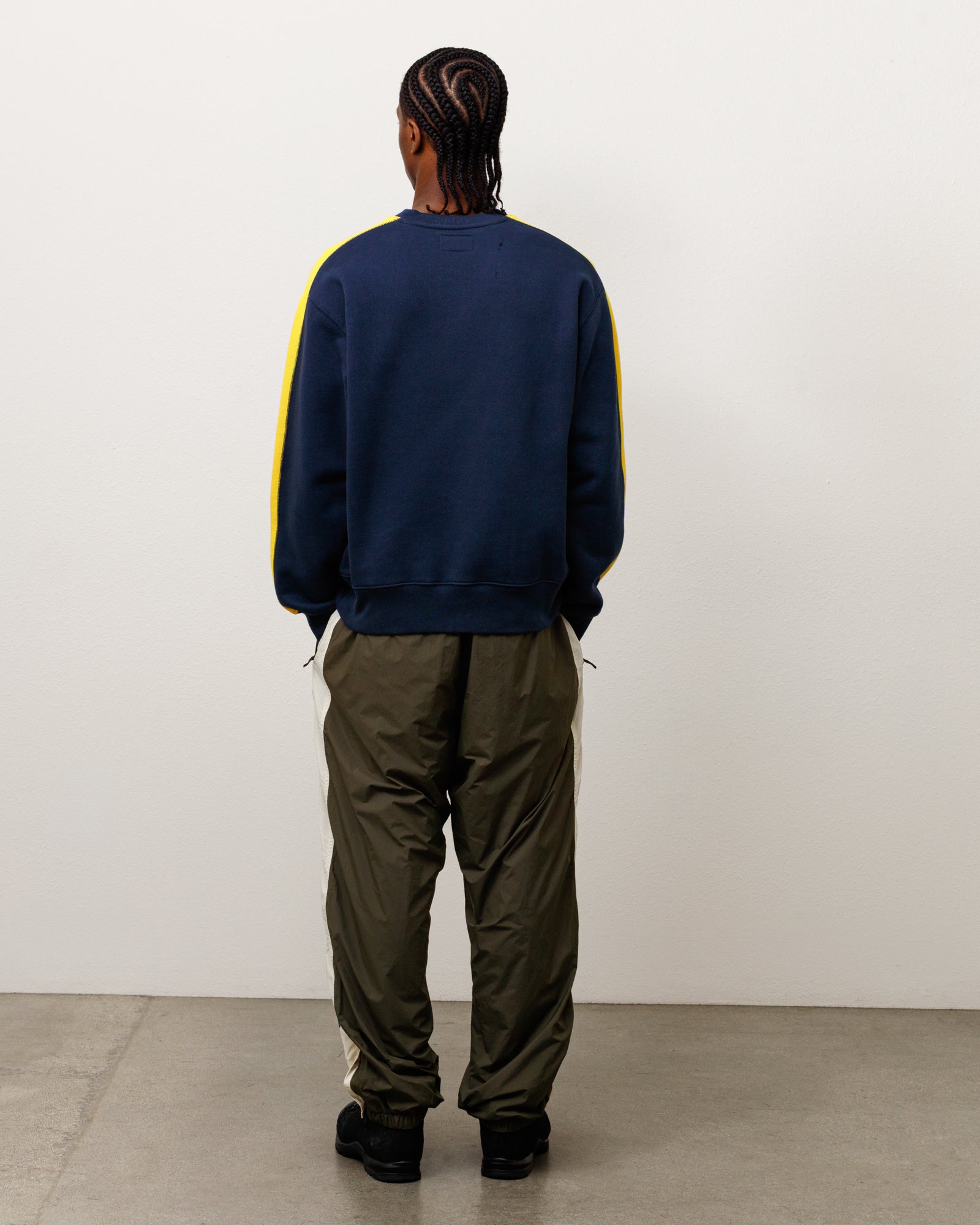 Paneled Stripe Crew - Navy | Crew Fleece | Stüssy Japan