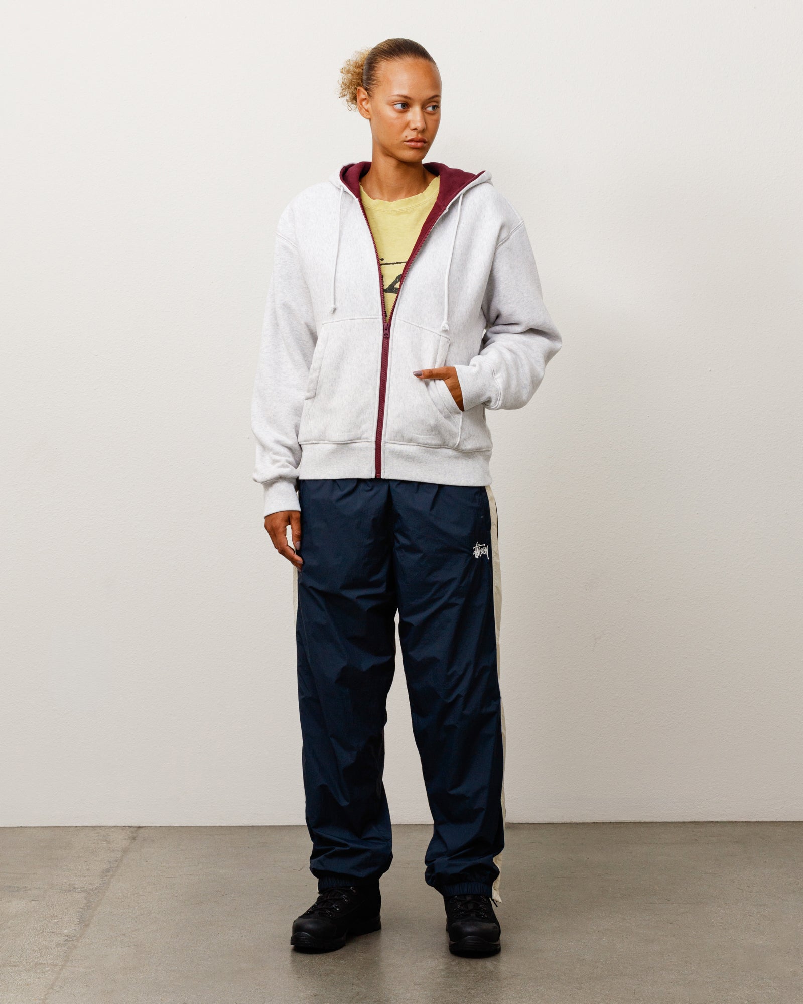 Double Faced Zip Hoodie - Ash Heather | Zip-up Fleece | Stüssy Japan