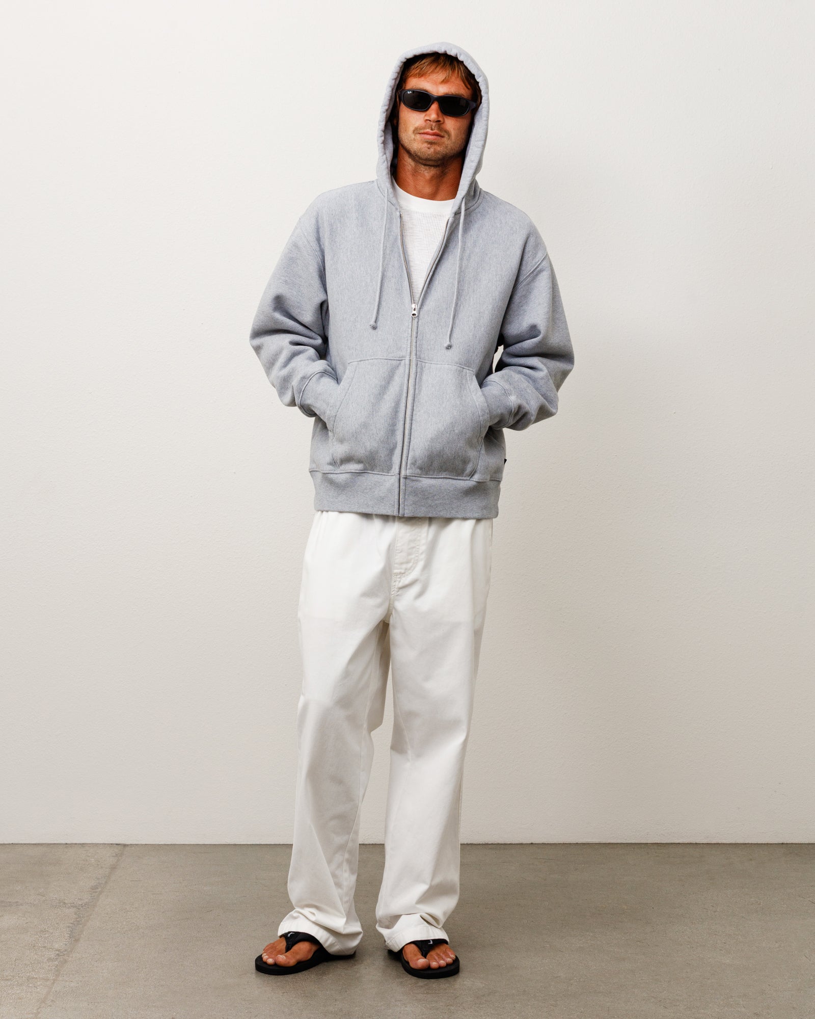 Fleece Zip Hoodie - Grey Heather | Zip-up Fleece | Stüssy Japan