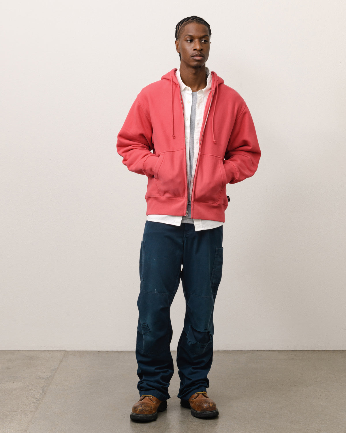 Sweats Zip Hoodie Unisex Long Sleeve In Red