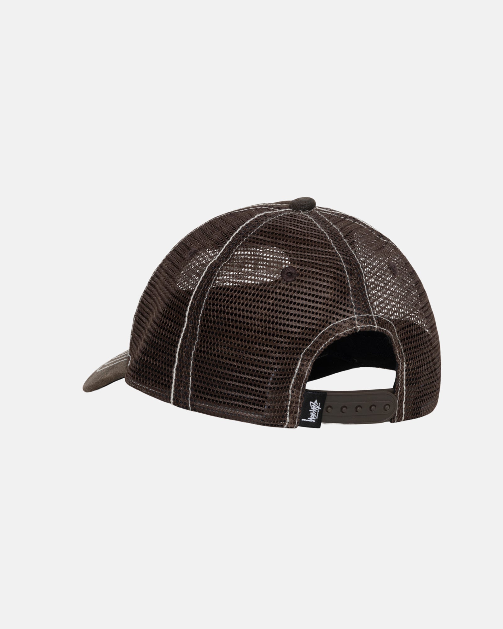 Stüssy Low Pro Trucker Cut-Out Leather Snapback Brown Headwear