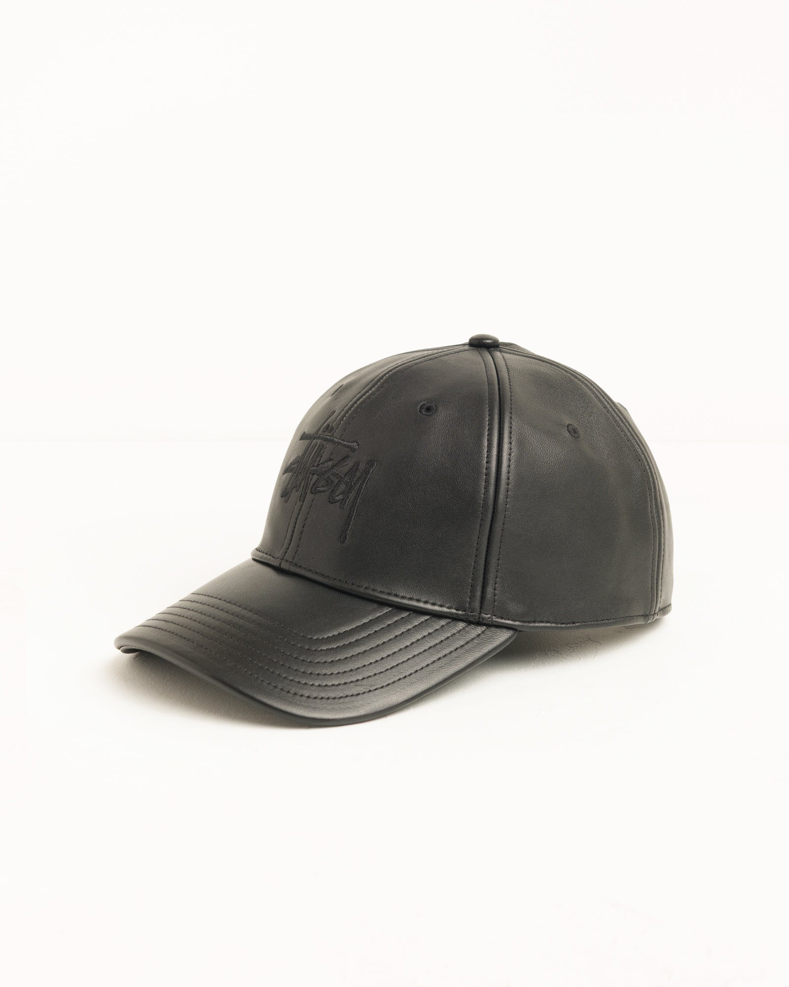 Leather Basic Stüssy Cap - Black | Headwear | Stüssy Japan