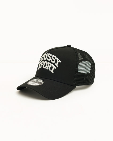 Stüssy 9FORTY スポーツ トラッカーキャップ ブラック、通気性の良いメッシュバックデザイン