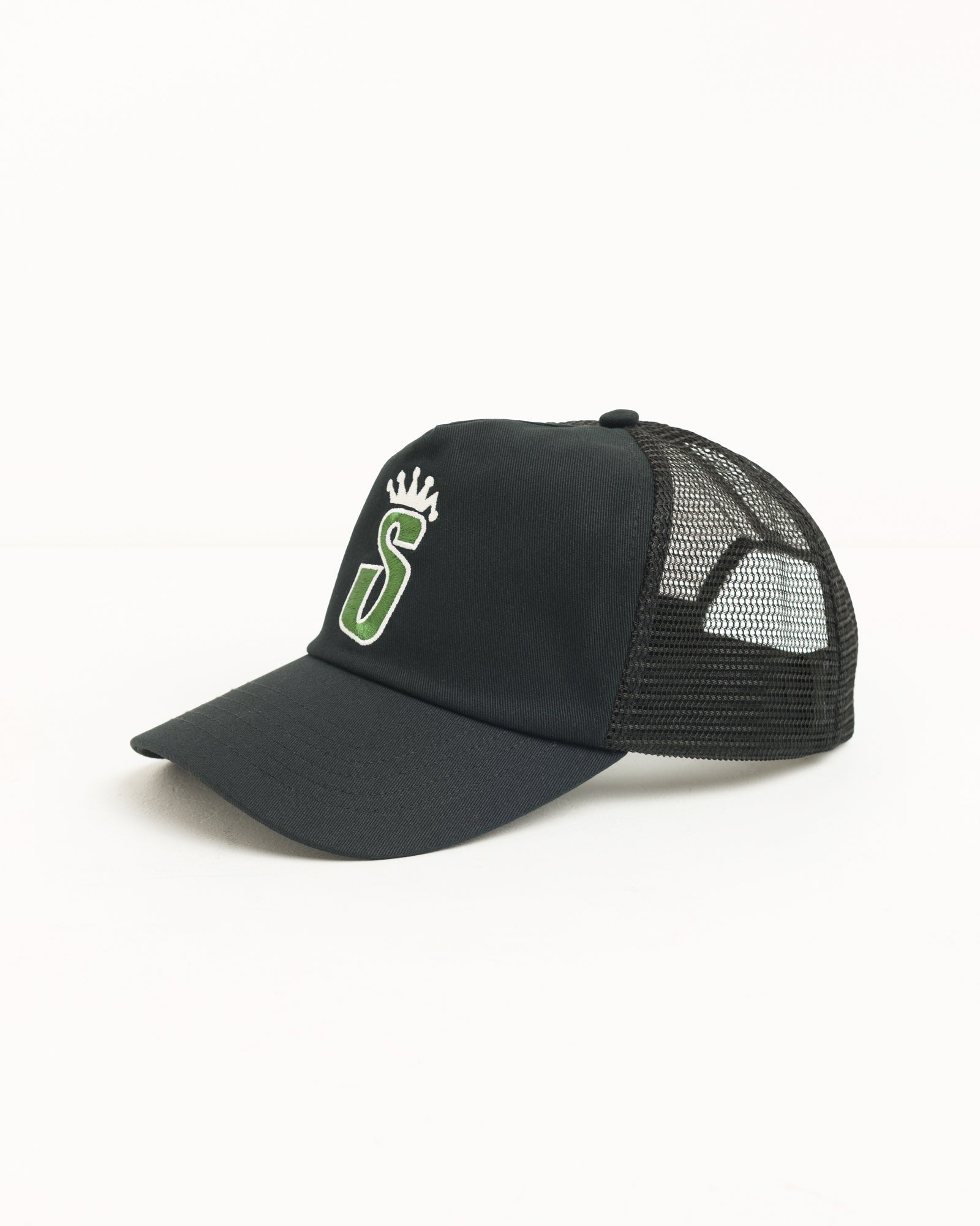 S Crown Trucker - Black | Headwear | Stüssy Japan