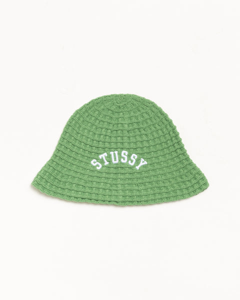 Waffle Knit Bucket Hat Accessories - In Green